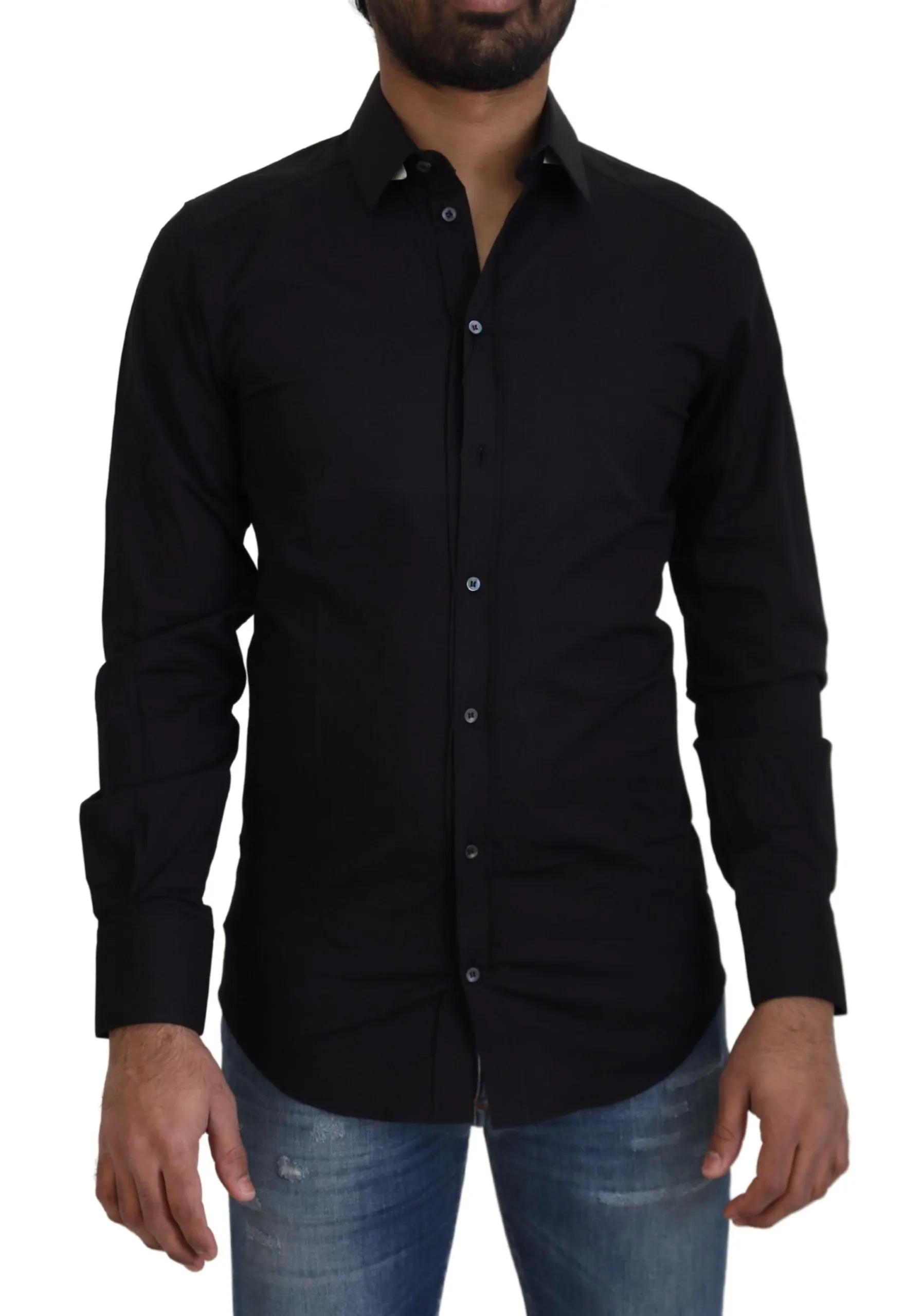 Dolce & Gabbana Men's Elegant Slim Fit Black Dress Shirt