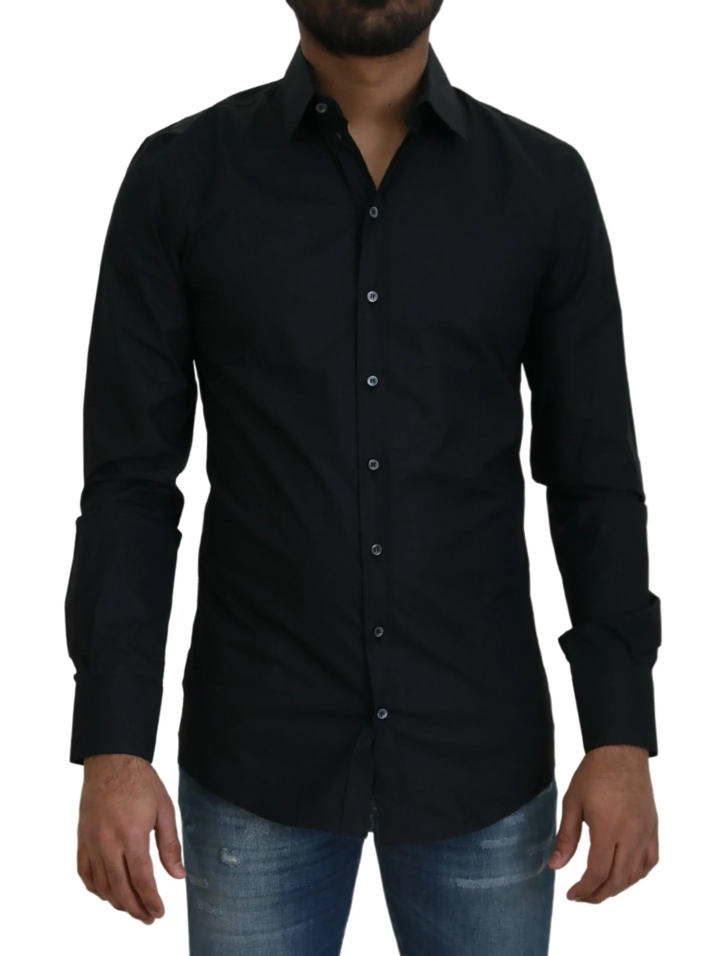Dolce & Gabbana Men's Elegant Black Slim Fit Cotton Shirt