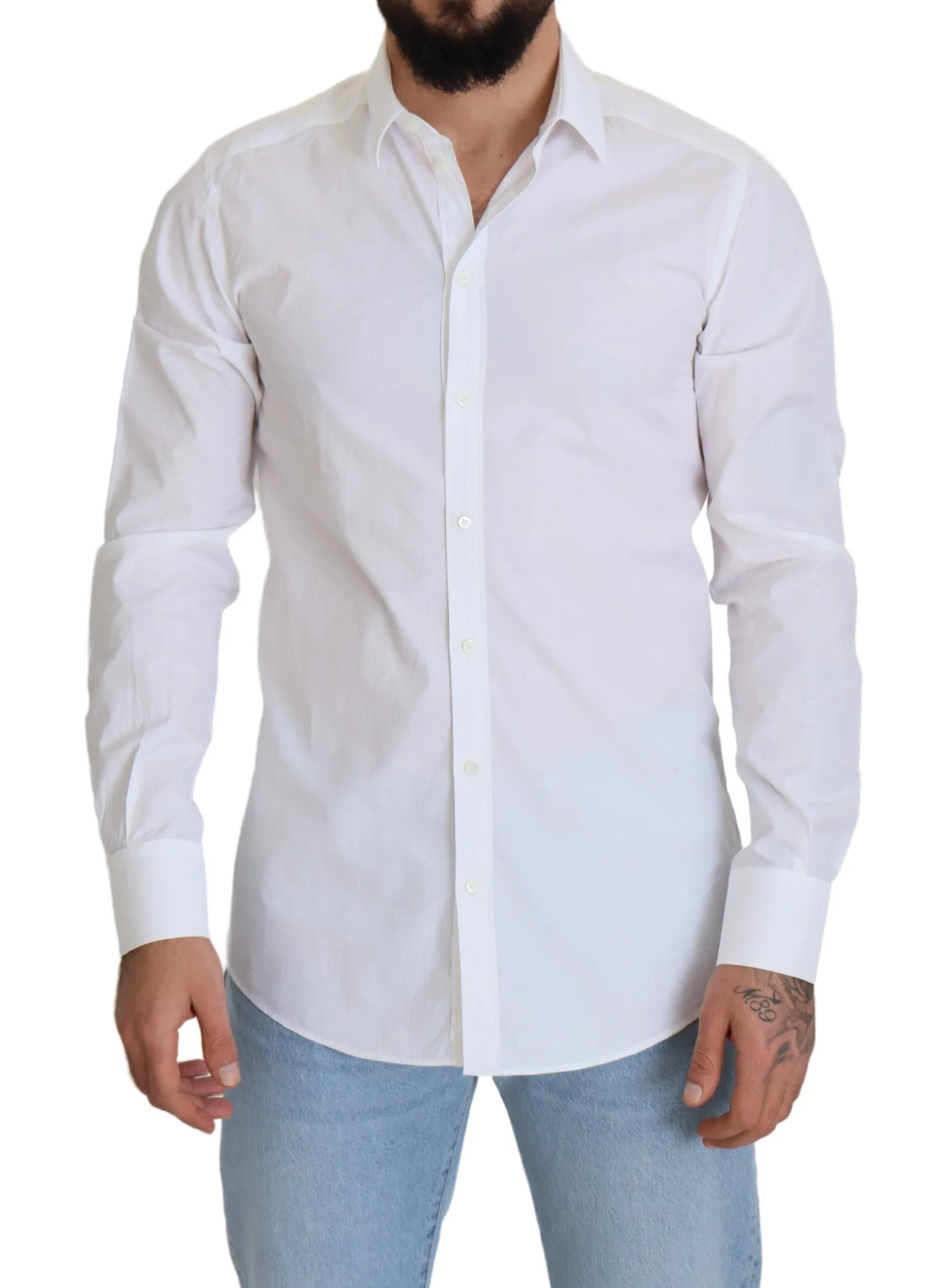 Dolce & Gabbana Men's Elegant White Cotton Dress Shirt