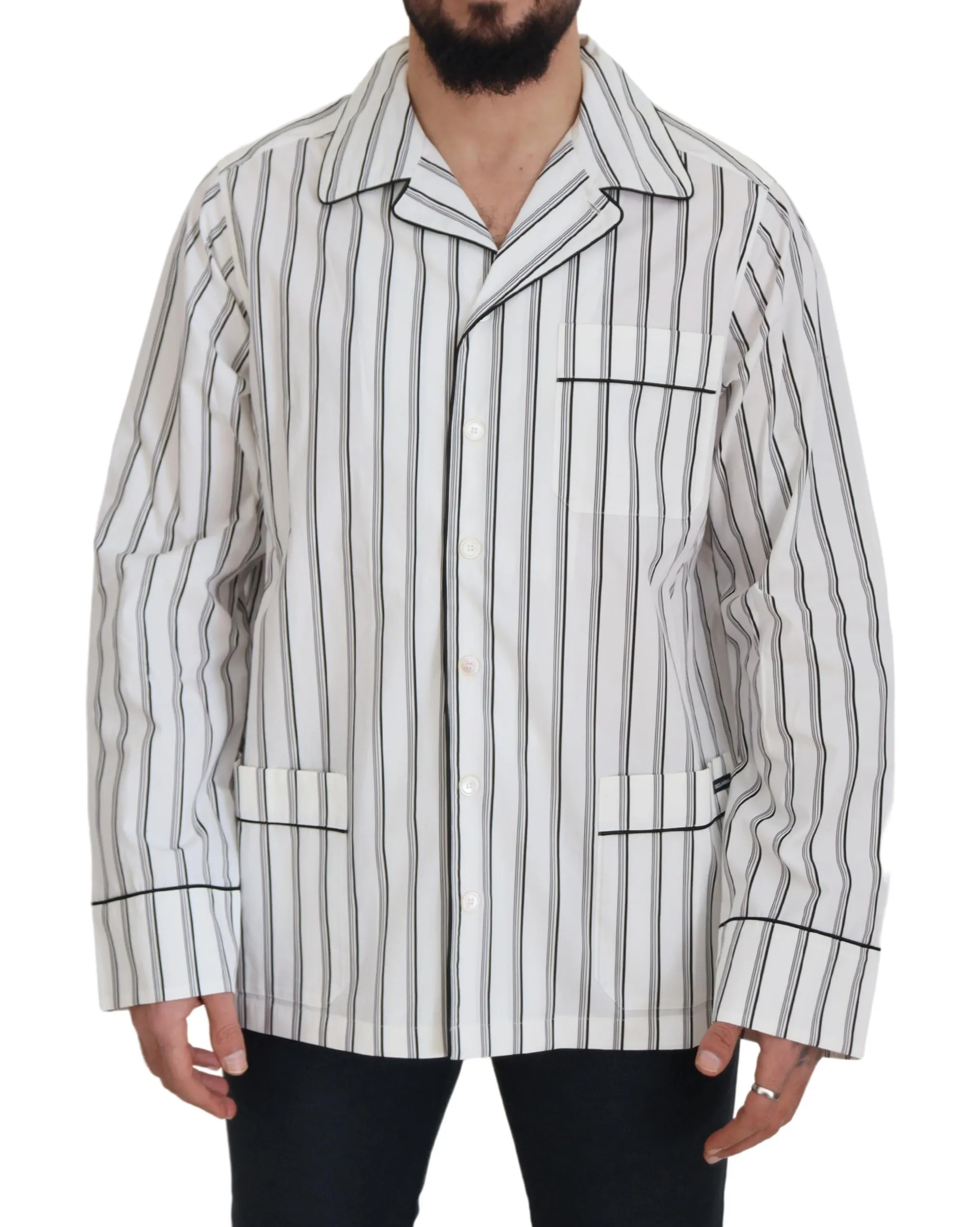 Dolce & Gabbana Men's Elegant Striped Cotton Nightshirt