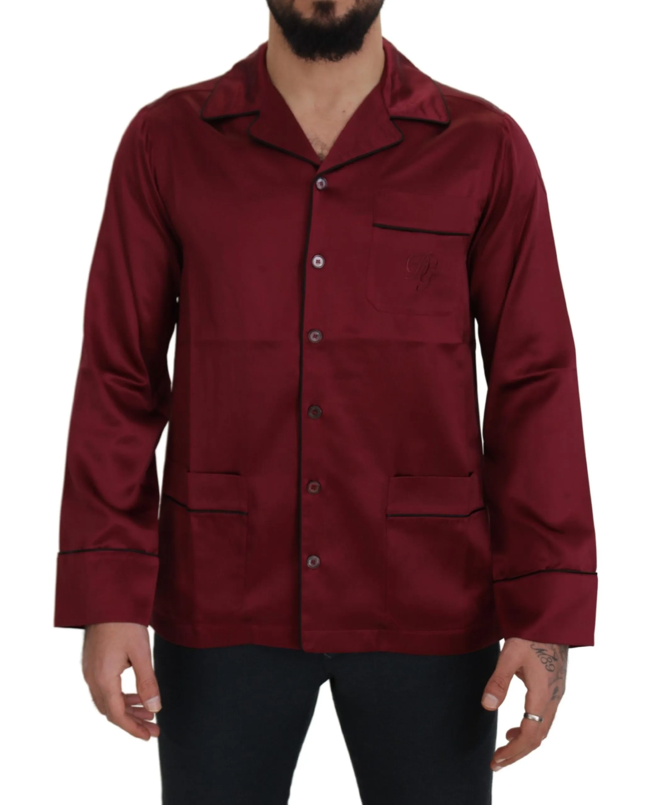 Dolce & Gabbana Men's Elegant Silk Red Nightshirt Pajama