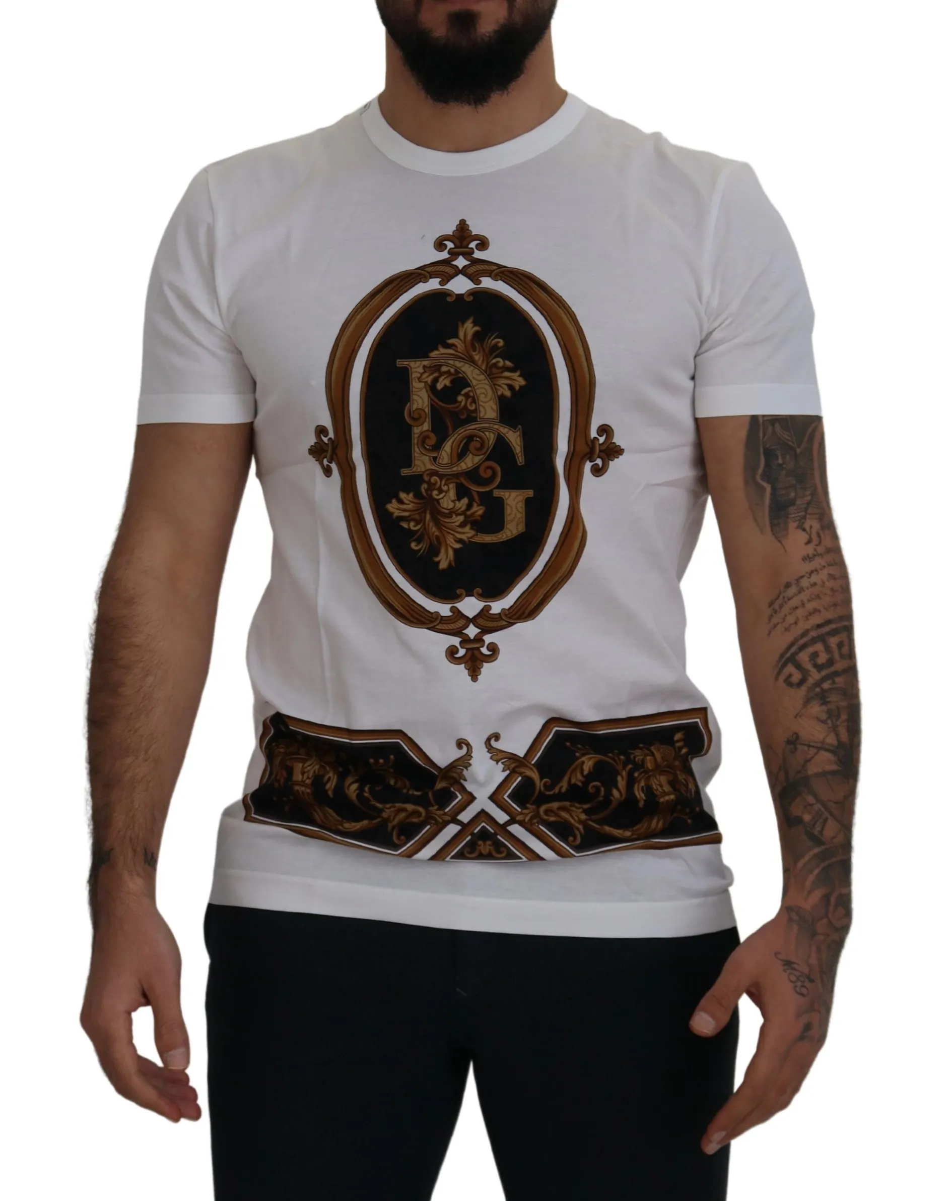 Dolce & Gabbana Men's Elegant White Crewneck Cotton Tee