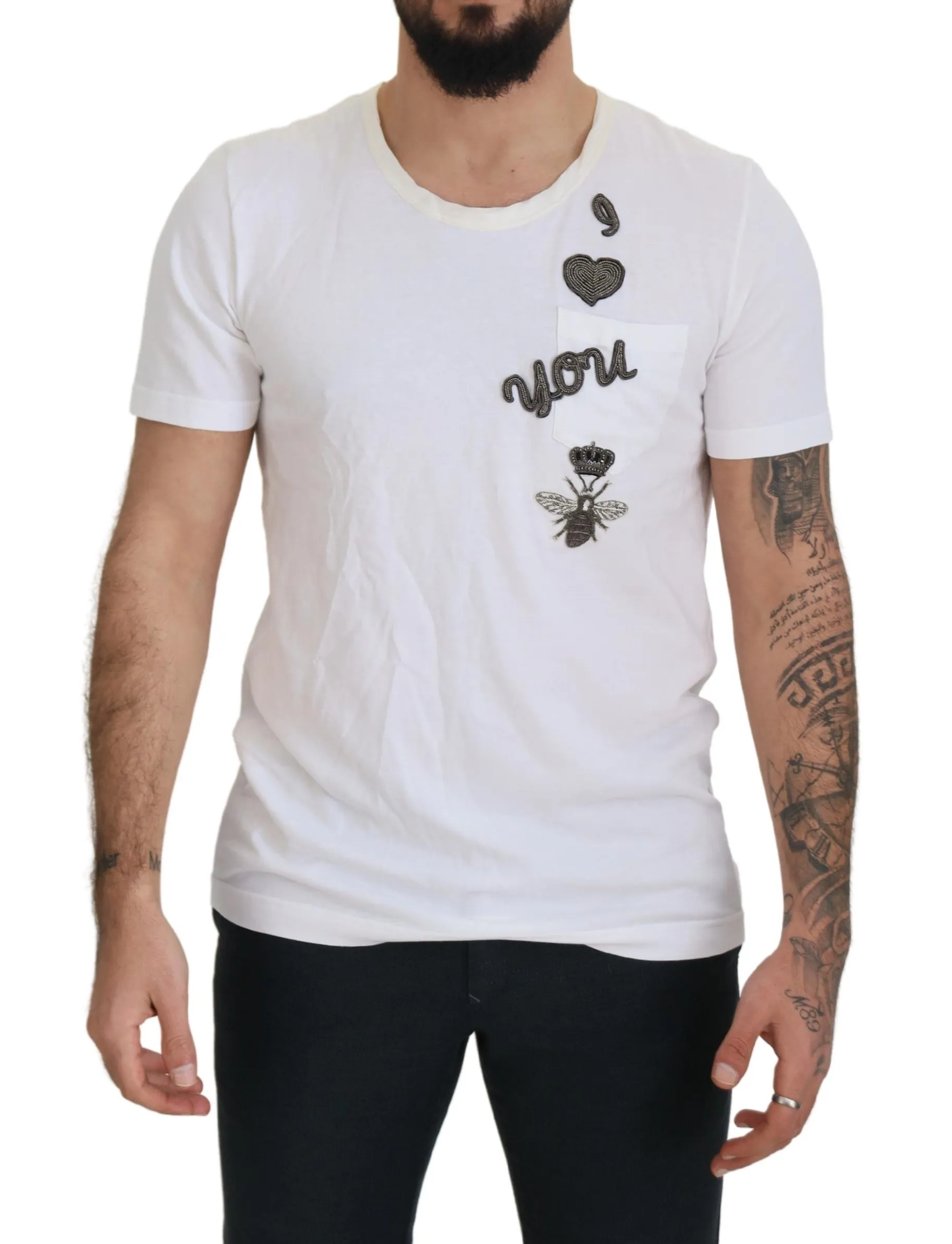 Dolce & Gabbana Men's Elegant White Crewneck Cotton Silk Tee
