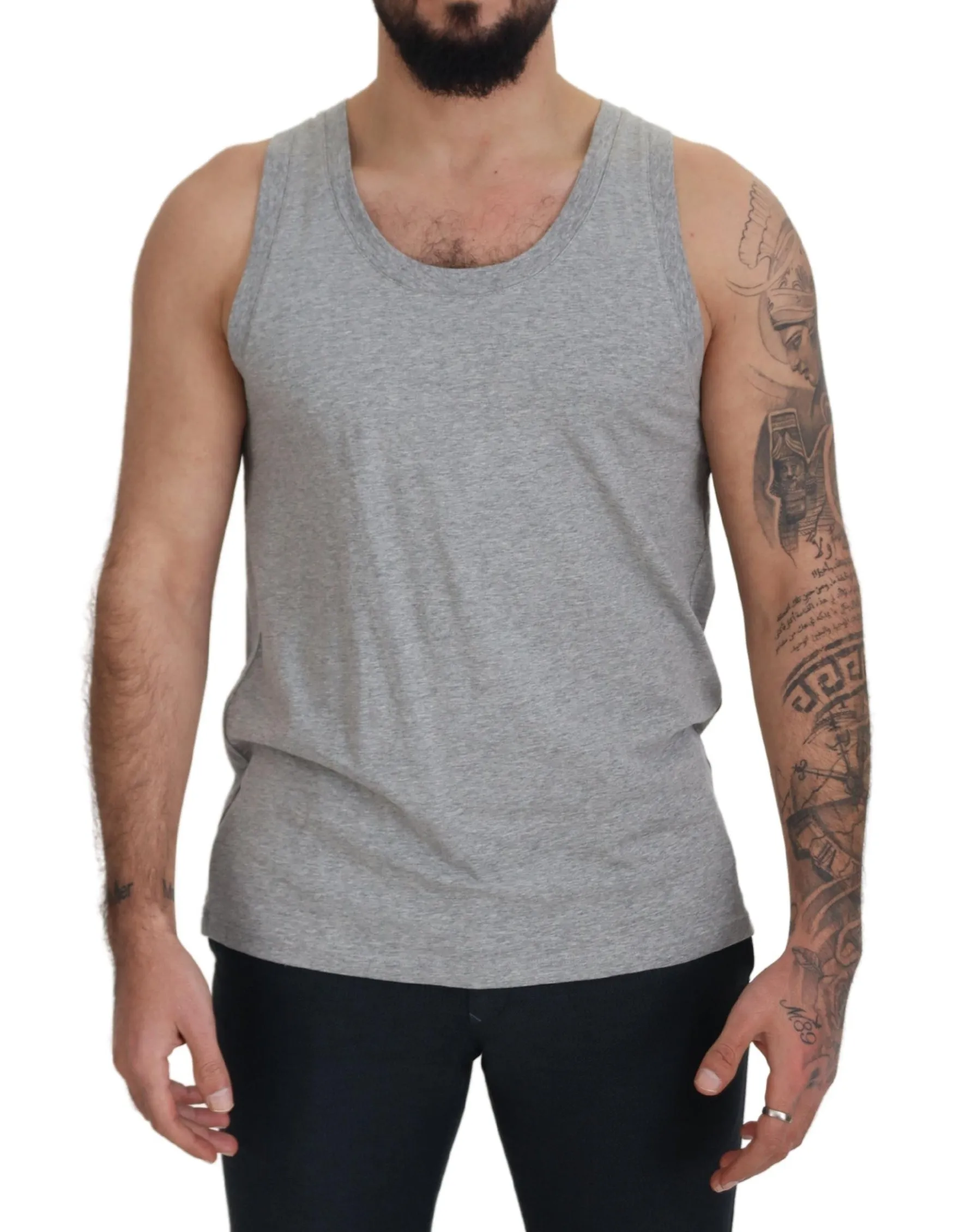 Dolce & Gabbana Men's Elegant Gray Cotton Tank Top Tee