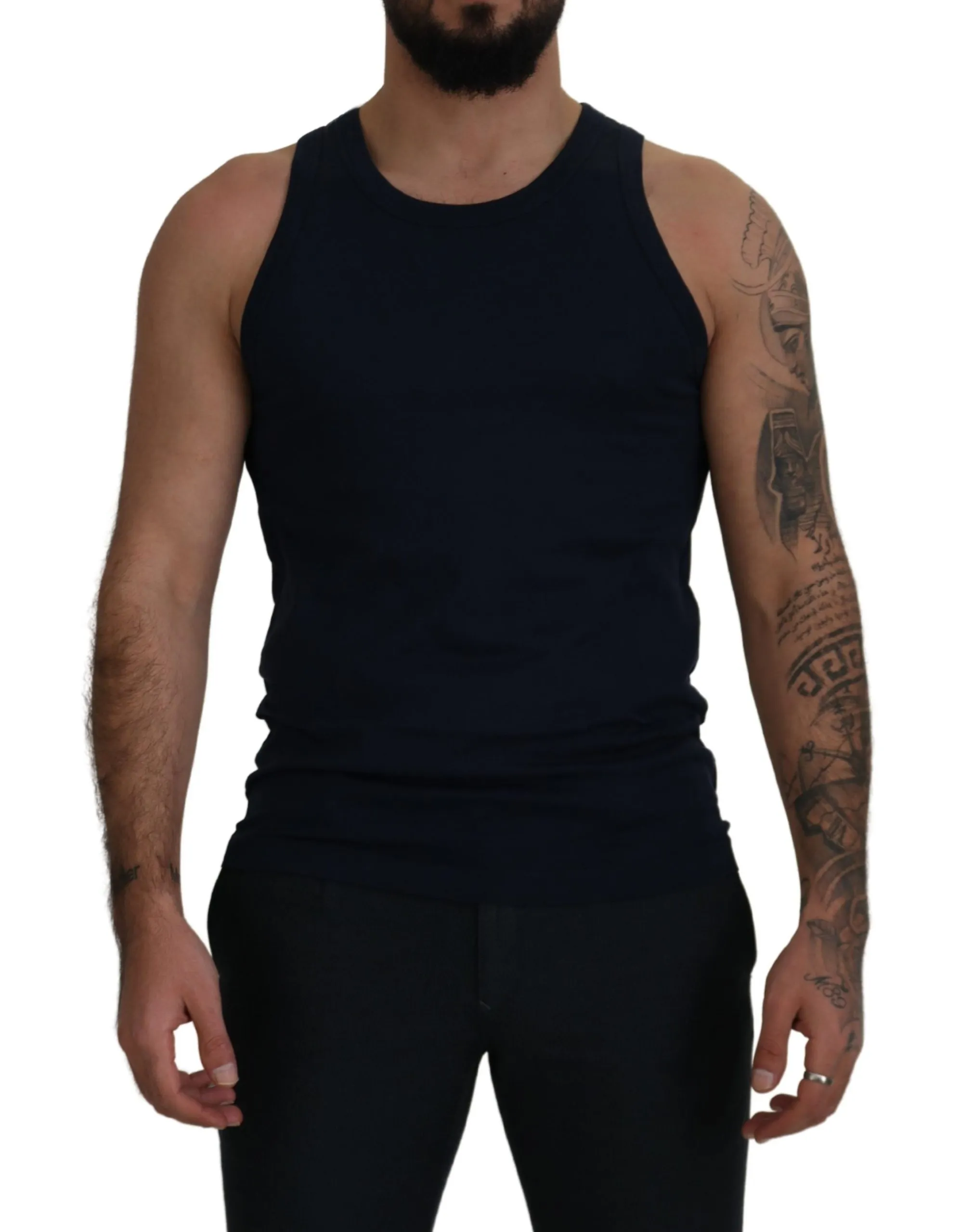 Dolce & Gabbana Men's Elegant Blue Cotton Tank Top