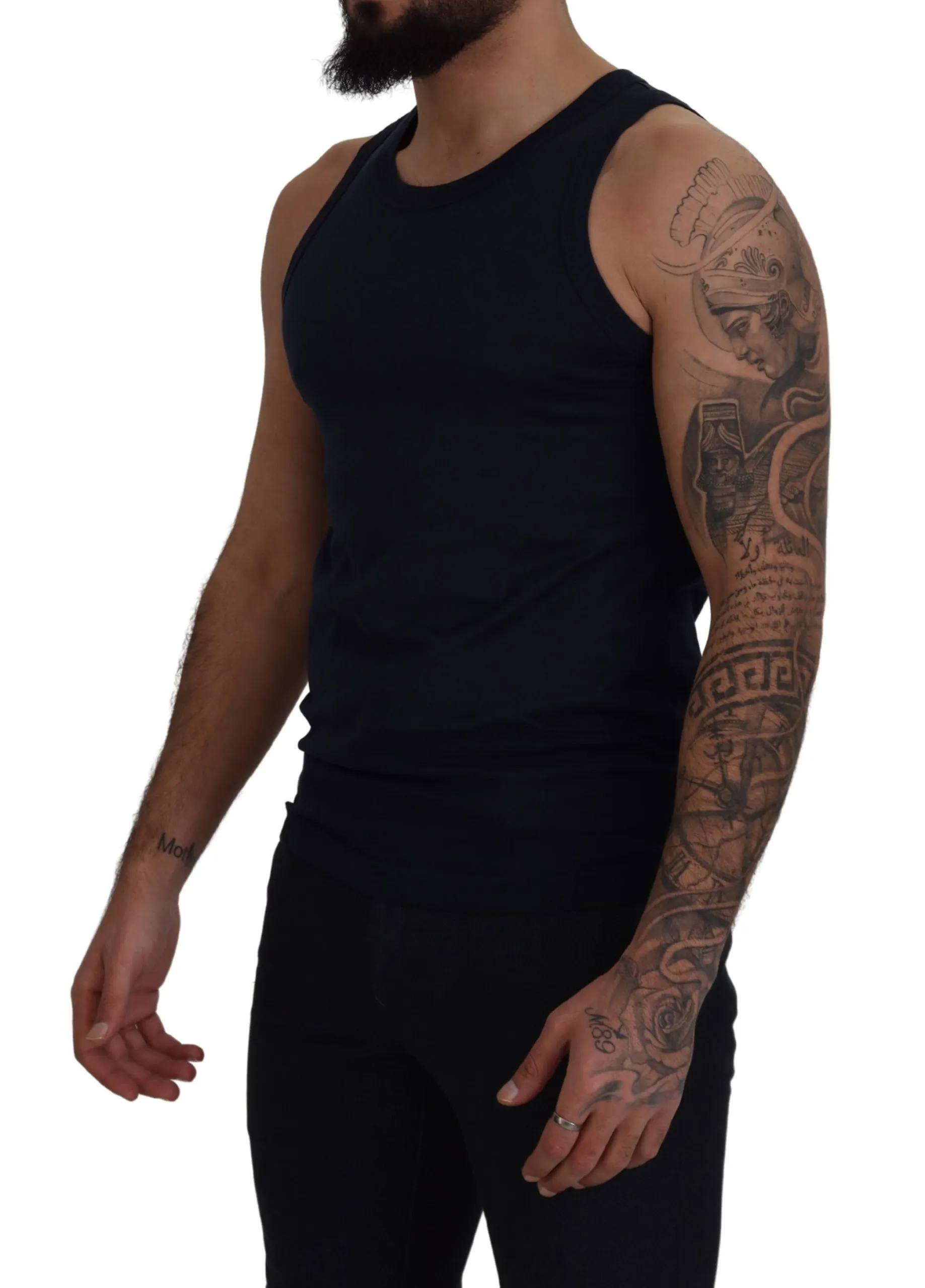 Dolce & Gabbana Men's Elegant Blue Cotton Tank Top