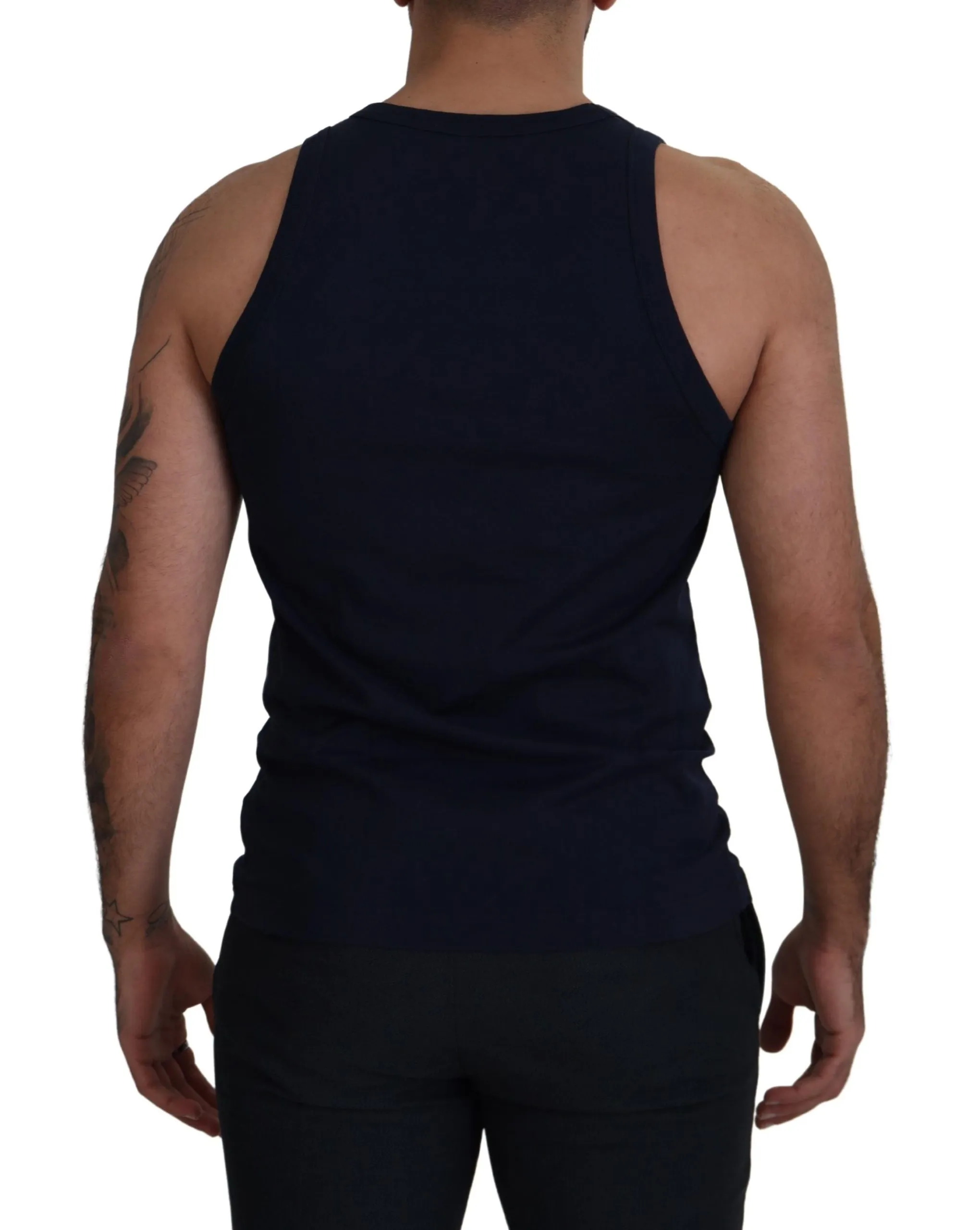 Dolce & Gabbana Men's Elegant Blue Cotton Tank Top