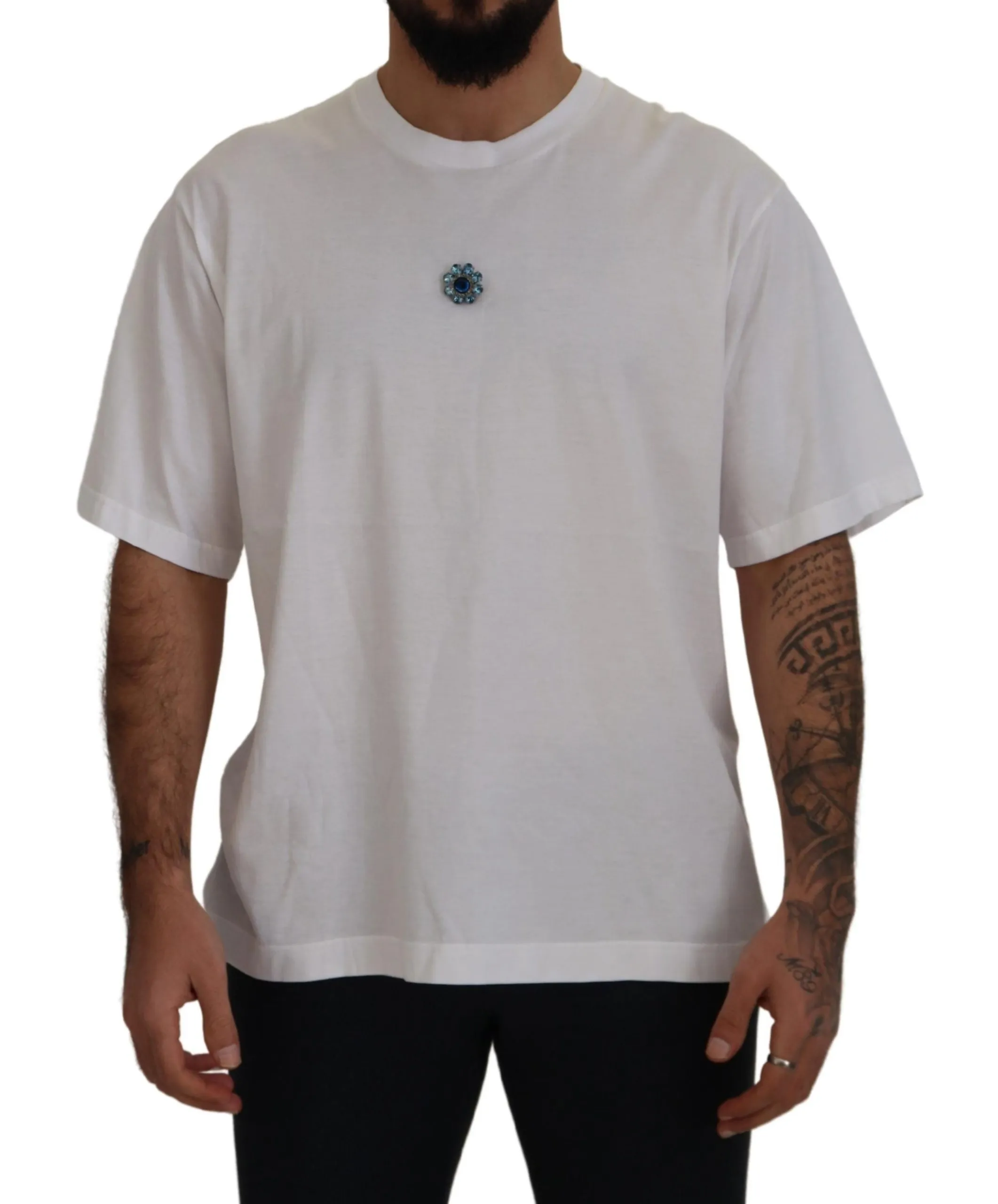 Dolce & Gabbana Men's Elegant White Cotton Crewneck T-Shirt