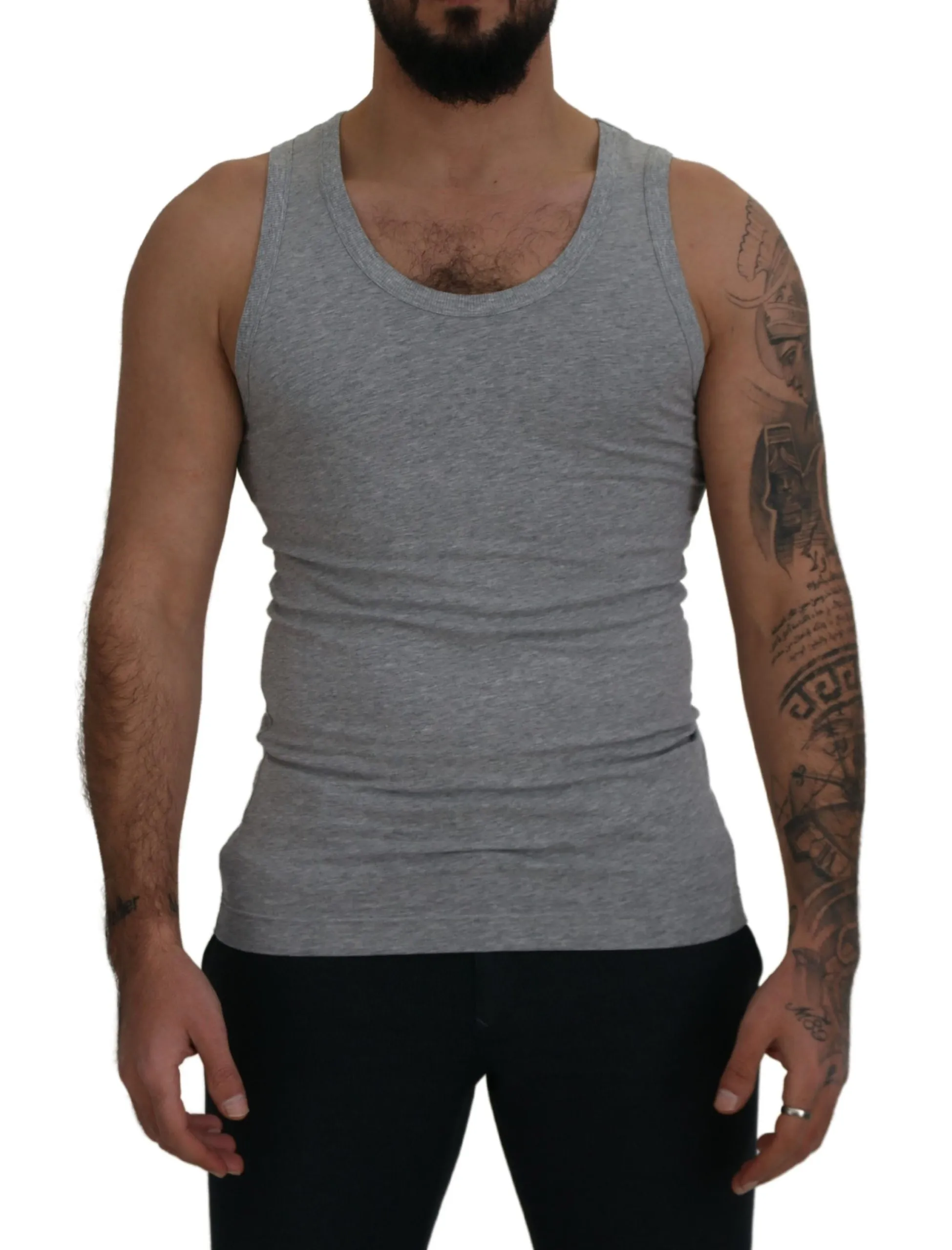 Dolce & Gabbana Men's Sleek Sleeveless Grey Cotton Tank Top
