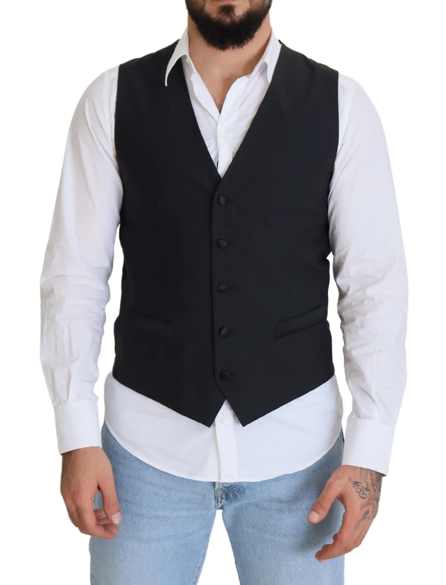 Dolce & Gabbana Men's Elegant Black Single Breasted Dress Vest