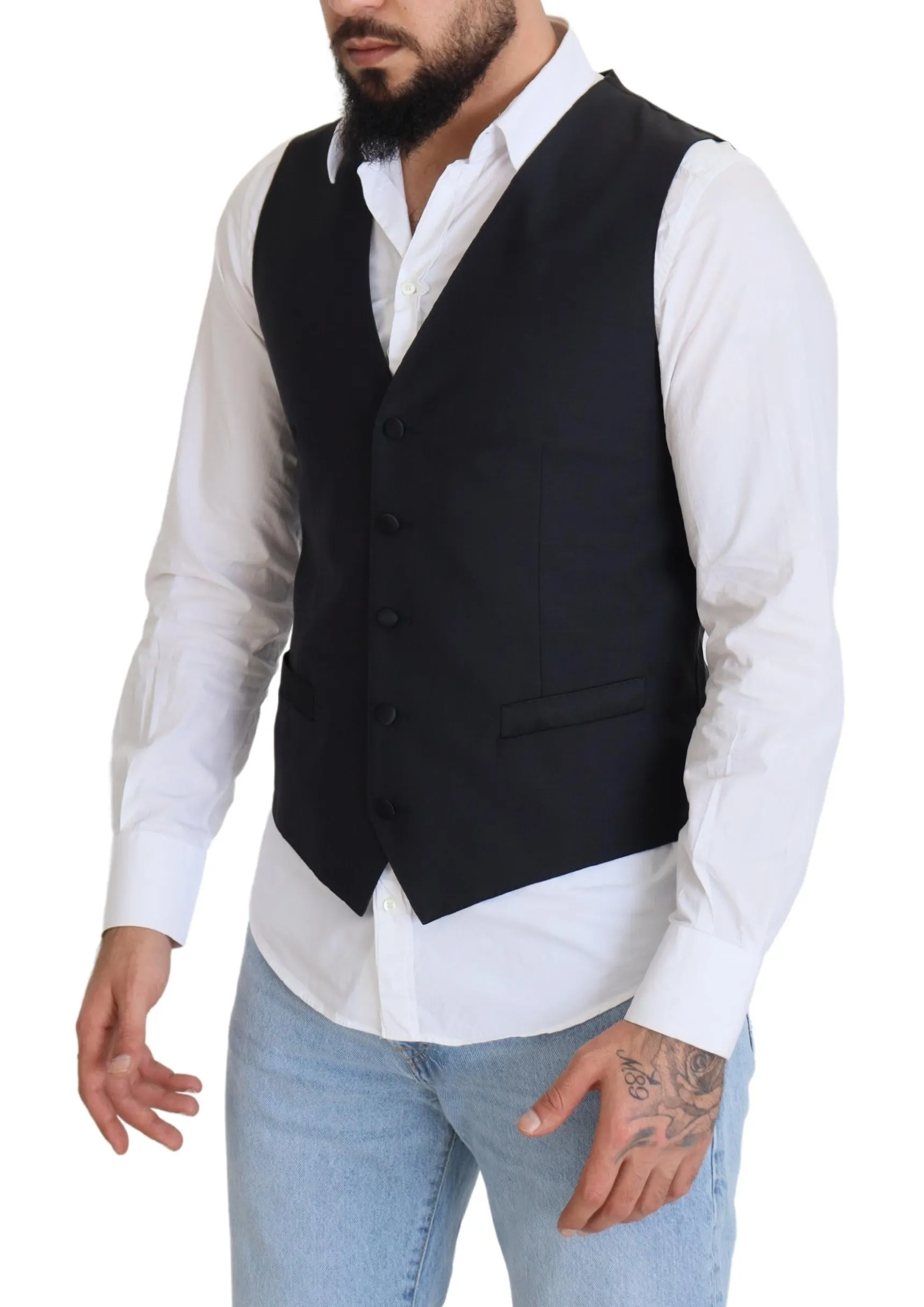 Dolce & Gabbana Men's Elegant Black Single Breasted Dress Vest