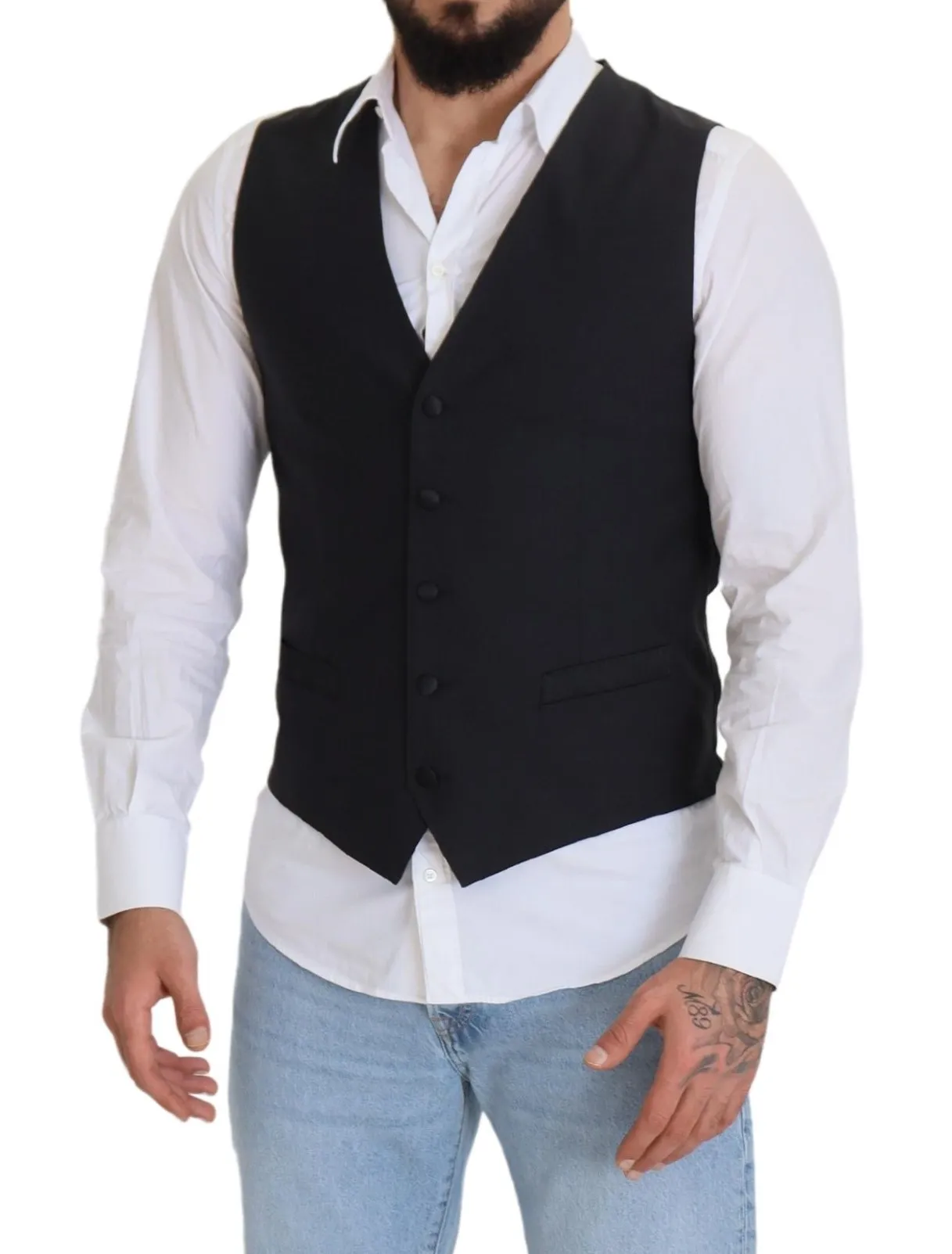 Dolce & Gabbana Men's Elegant Black Single Breasted Dress Vest