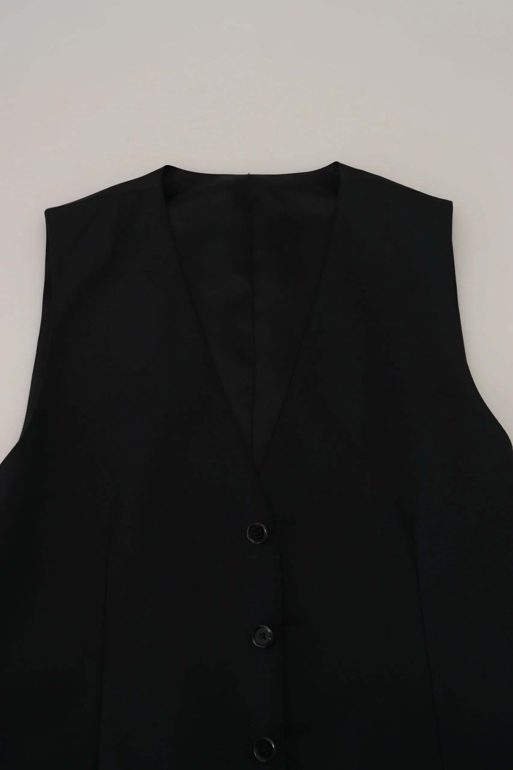 Dolce & Gabbana Men's Elegant Black Formal Wool-Silk Dress Vest