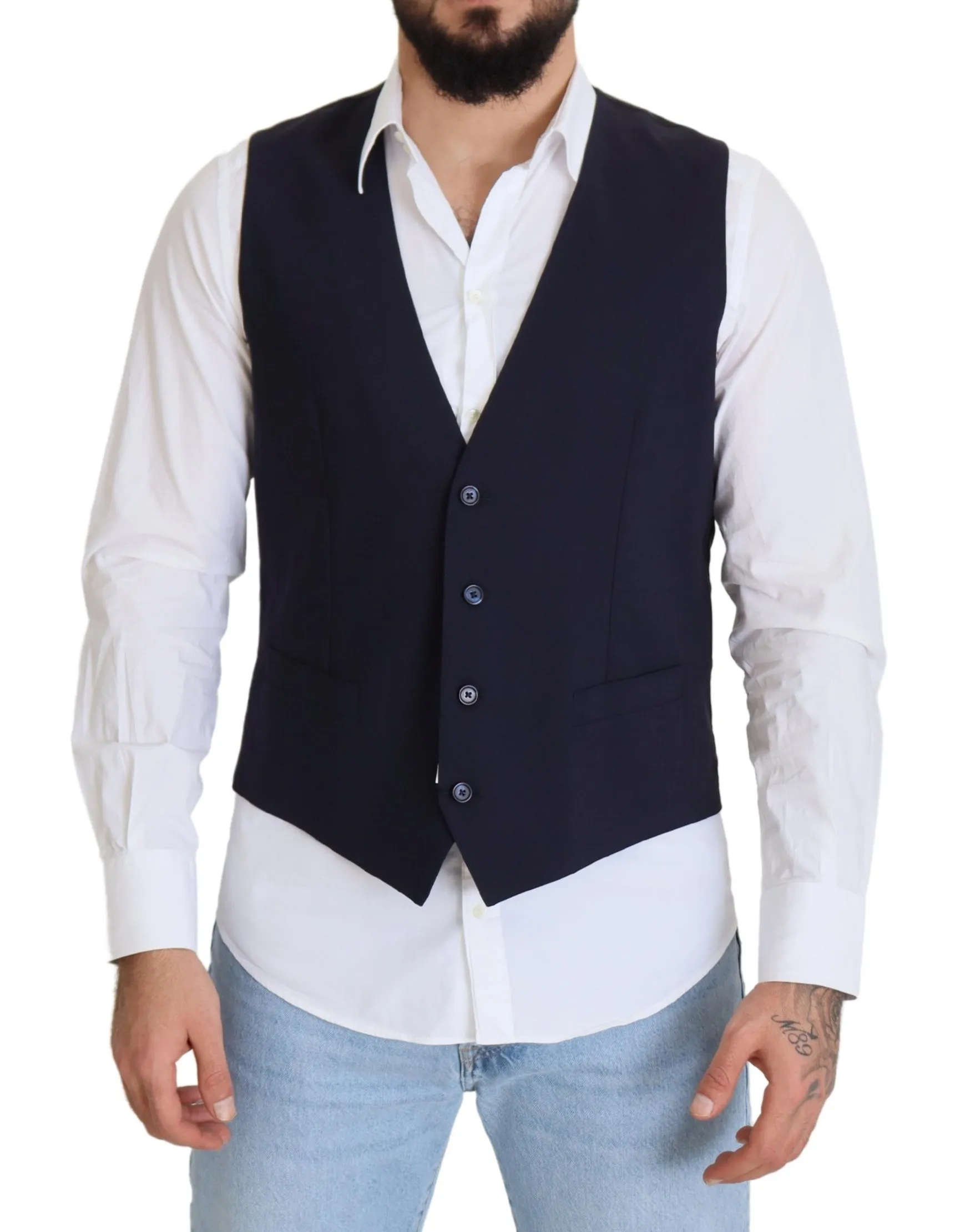 Dolce & Gabbana Men's Elegant Dark Blue Formal Dress Vest