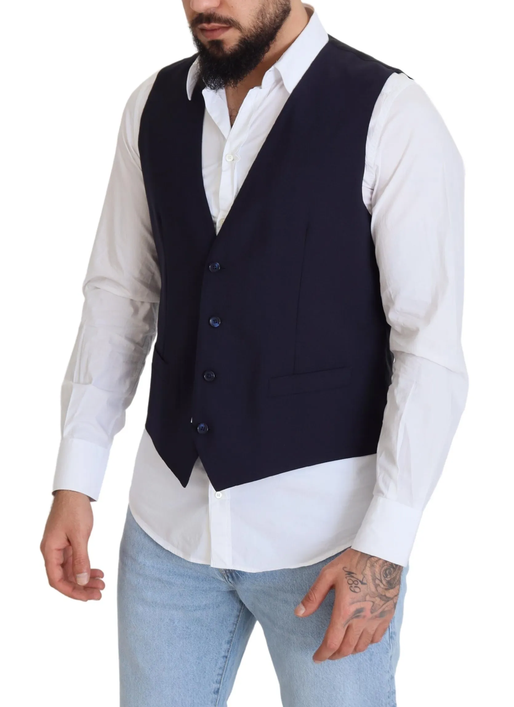 Dolce & Gabbana Men's Elegant Dark Blue Formal Dress Vest