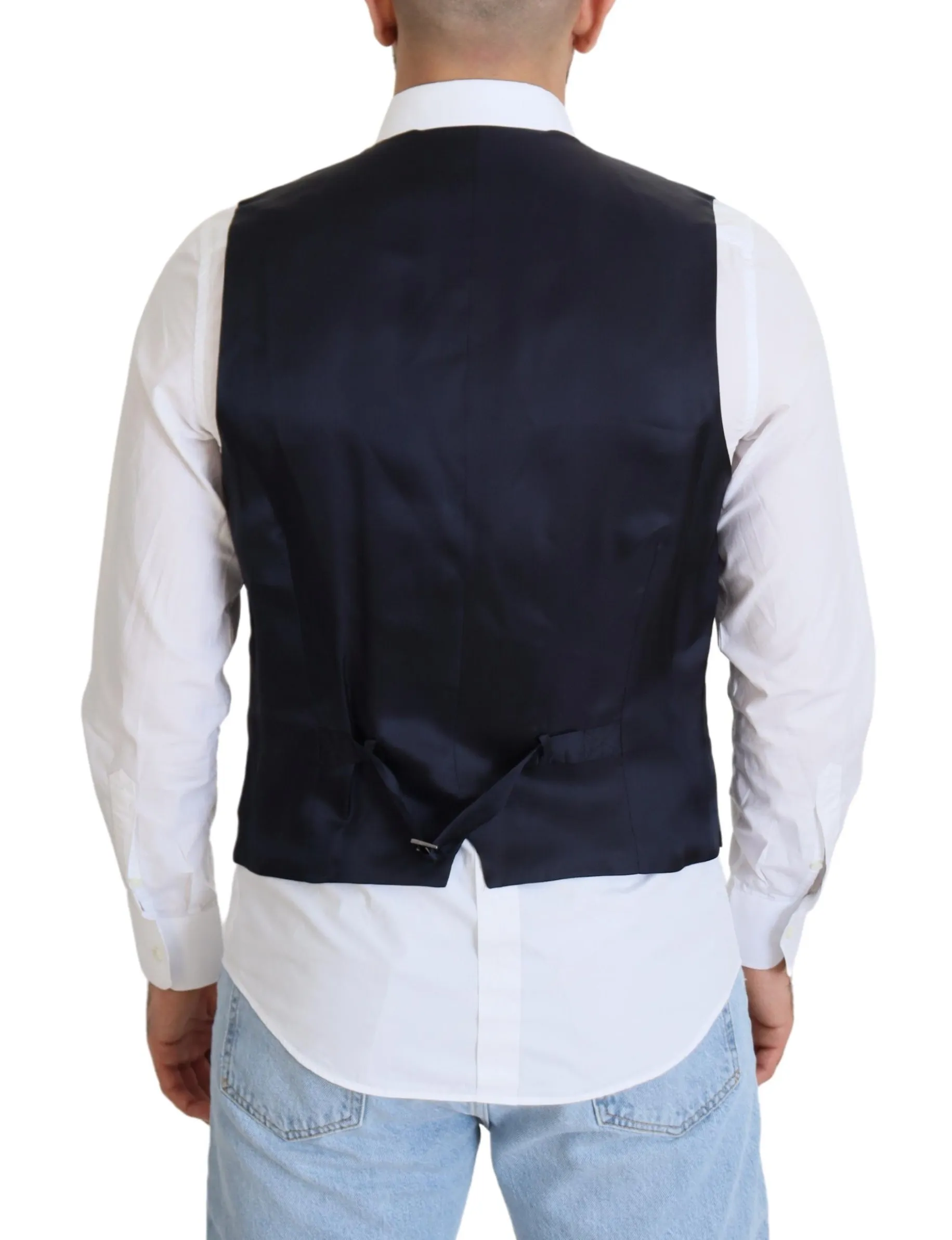 Dolce & Gabbana Men's Elegant Dark Blue Formal Dress Vest
