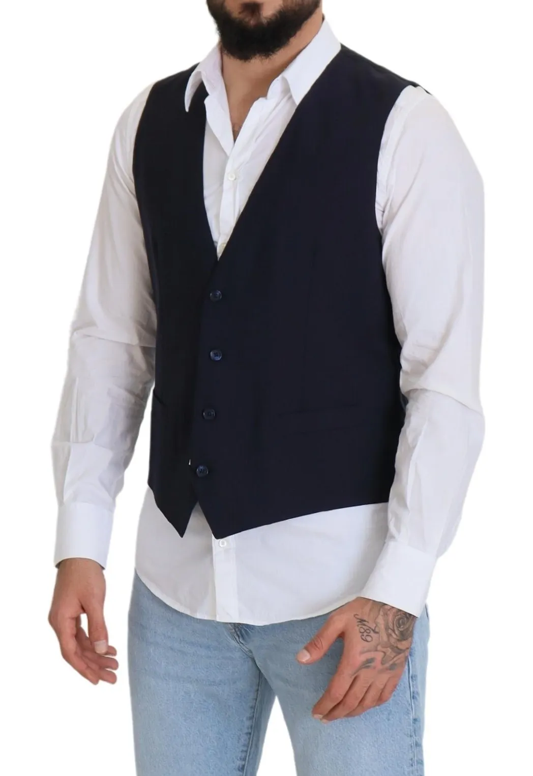 Dolce & Gabbana Men's Elegant Dark Blue Formal Dress Vest