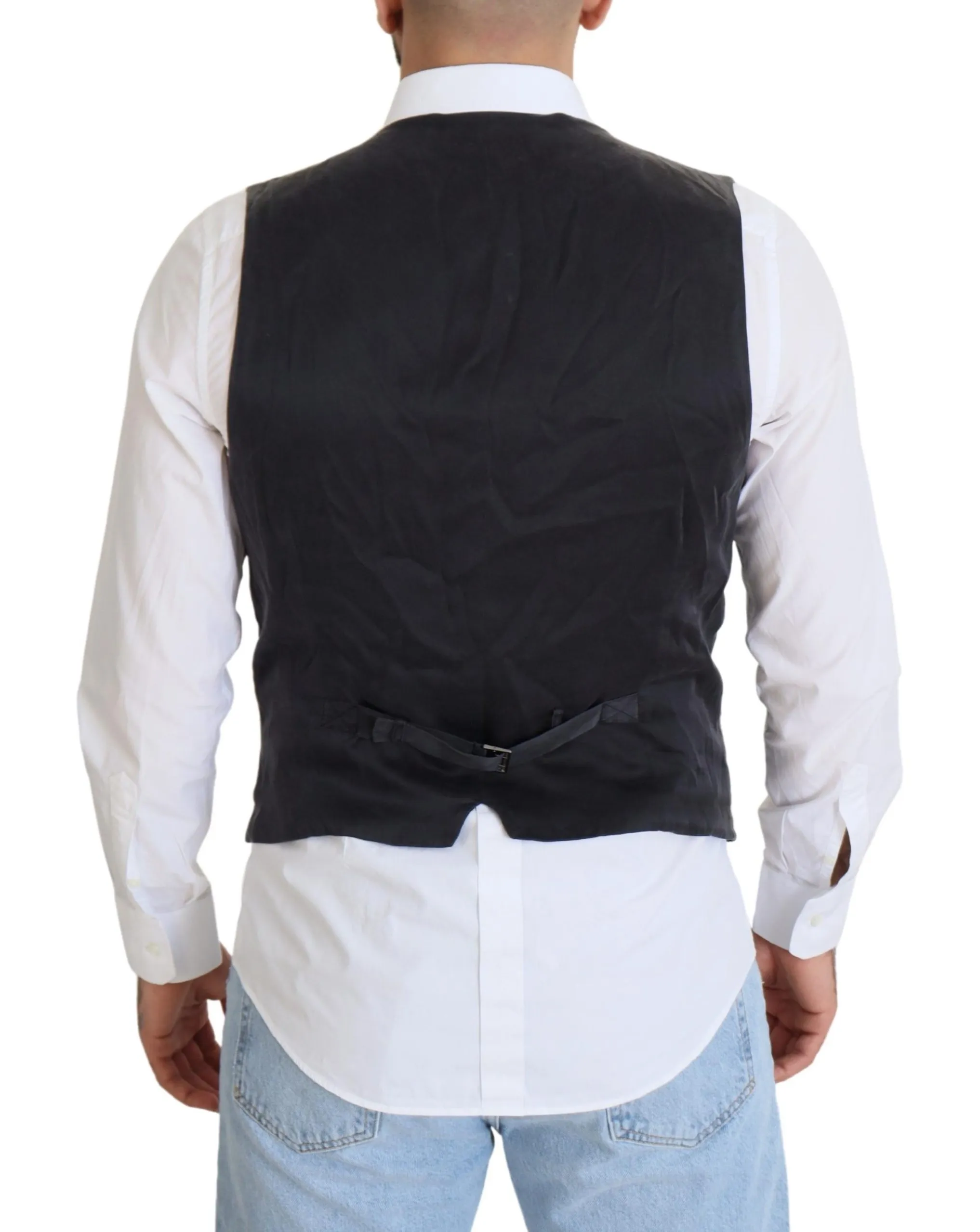 Dolce & Gabbana Men's Elegant Black Double Breasted Dress Vest
