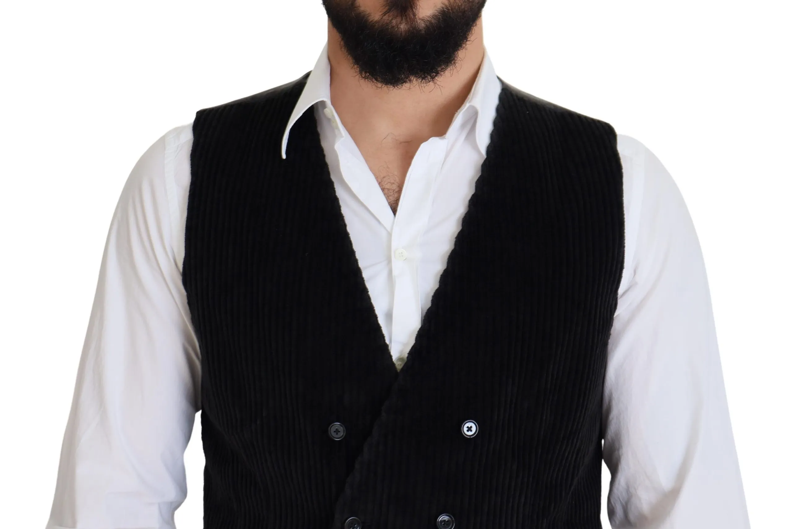 Dolce & Gabbana Men's Elegant Black Double Breasted Dress Vest