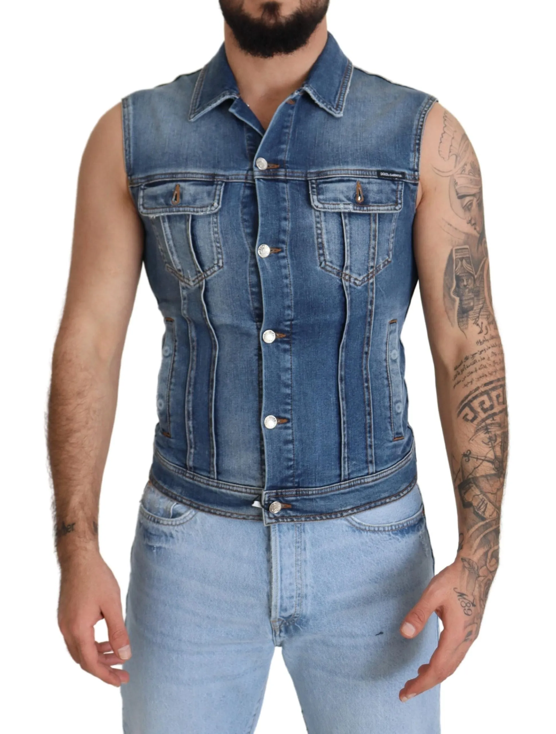 Dolce & Gabbana Men's Elegant Single Breasted Denim Vest