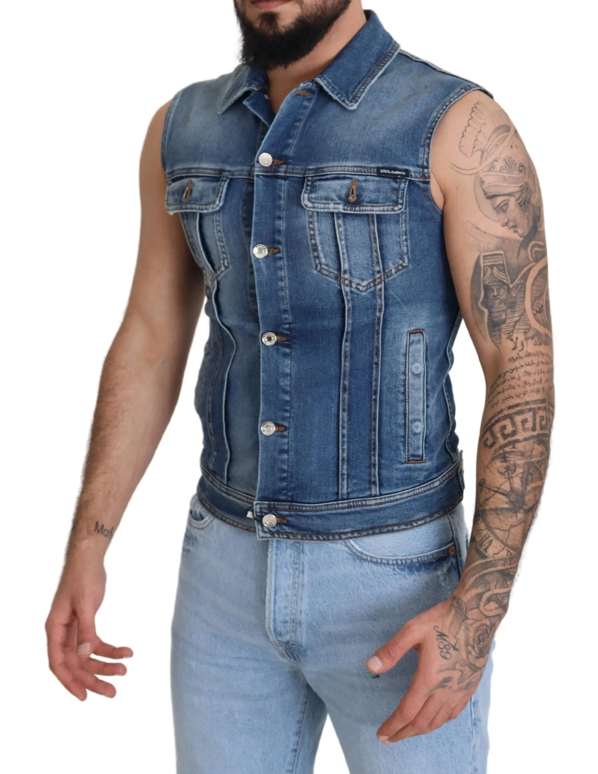Dolce & Gabbana Men's Elegant Single Breasted Denim Vest