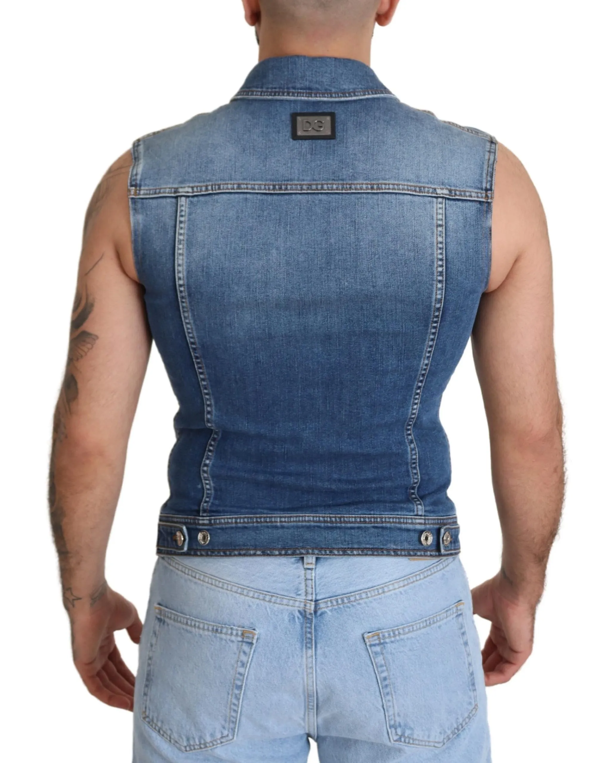 Dolce & Gabbana Men's Elegant Single Breasted Denim Vest