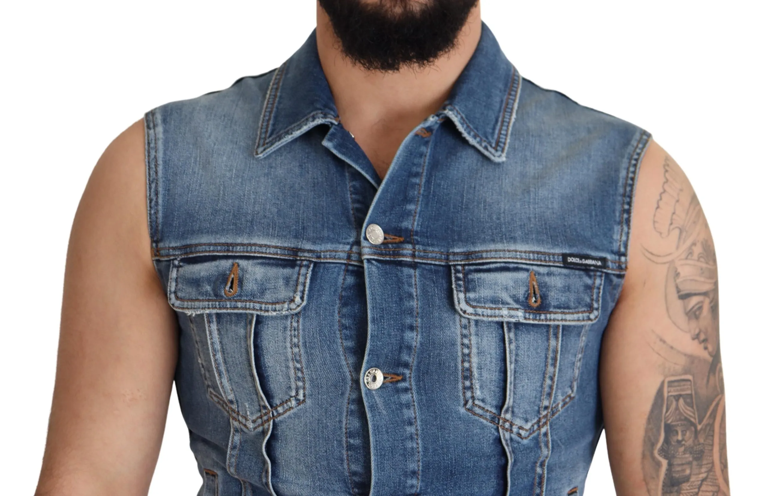 Dolce & Gabbana Men's Elegant Single Breasted Denim Vest