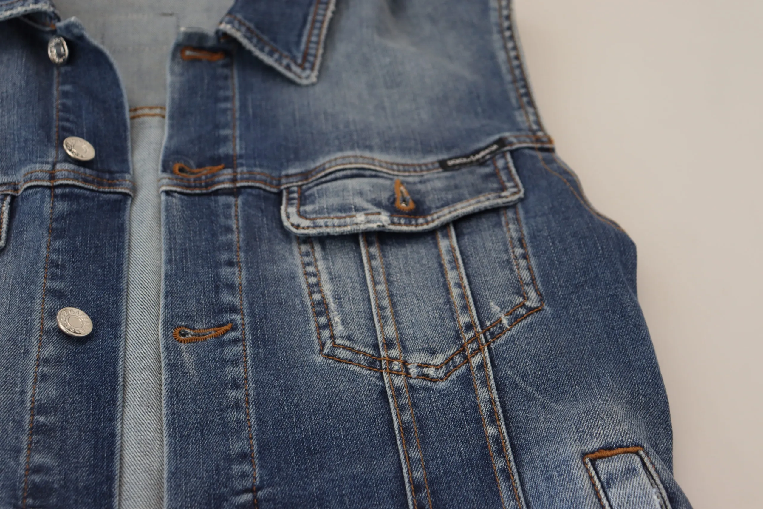 Dolce & Gabbana Men's Elegant Single Breasted Denim Vest