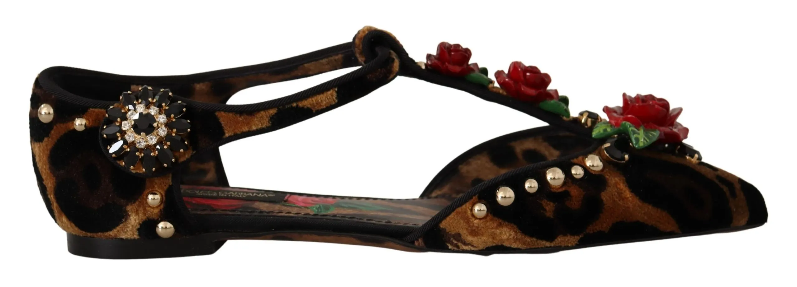 Dolce & Gabbana Women's Floral Embellished Leopard T-Strap Sandals
