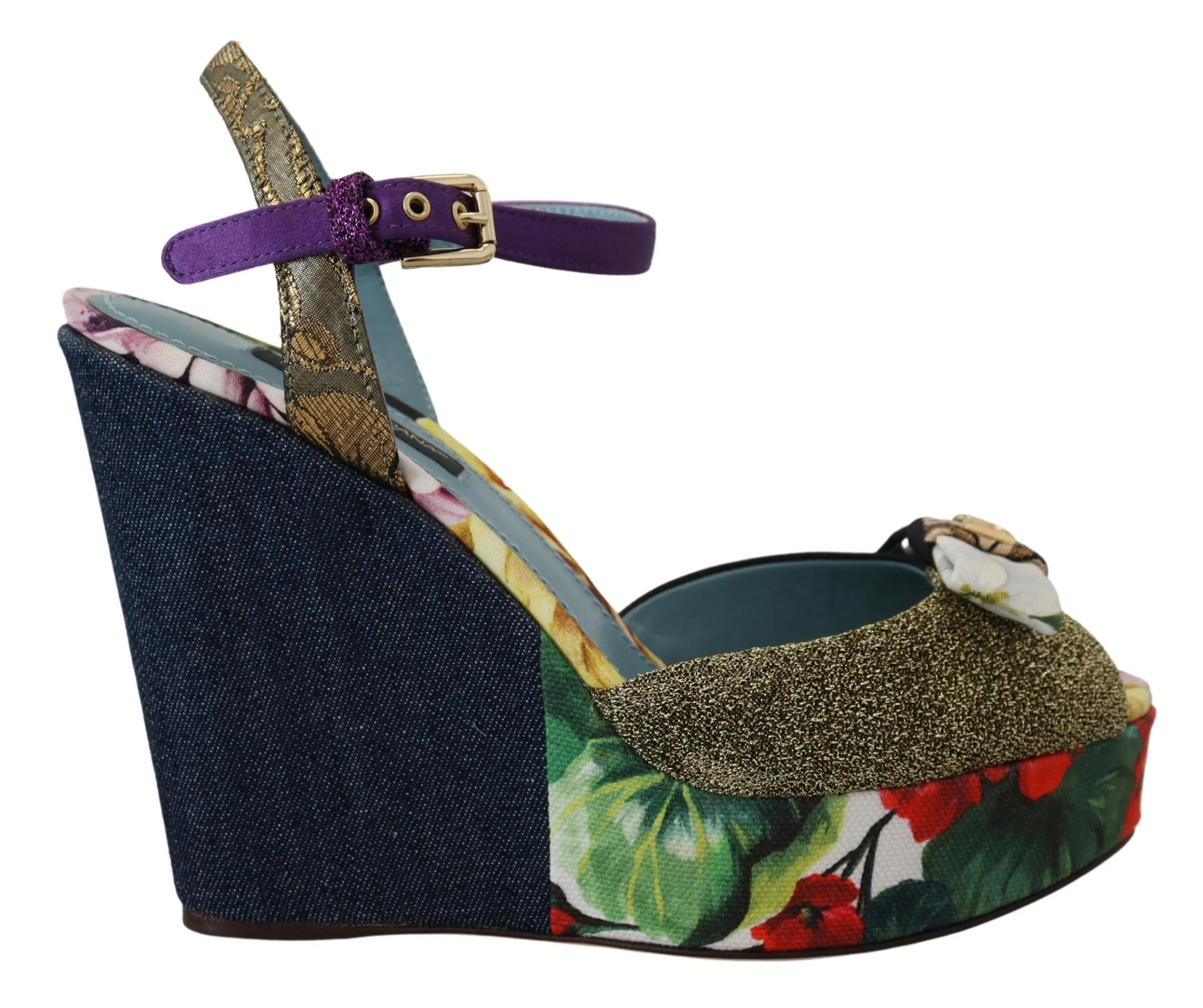 Dolce & Gabbana Women's Multicolor Ankle Strap Wedge Sandals