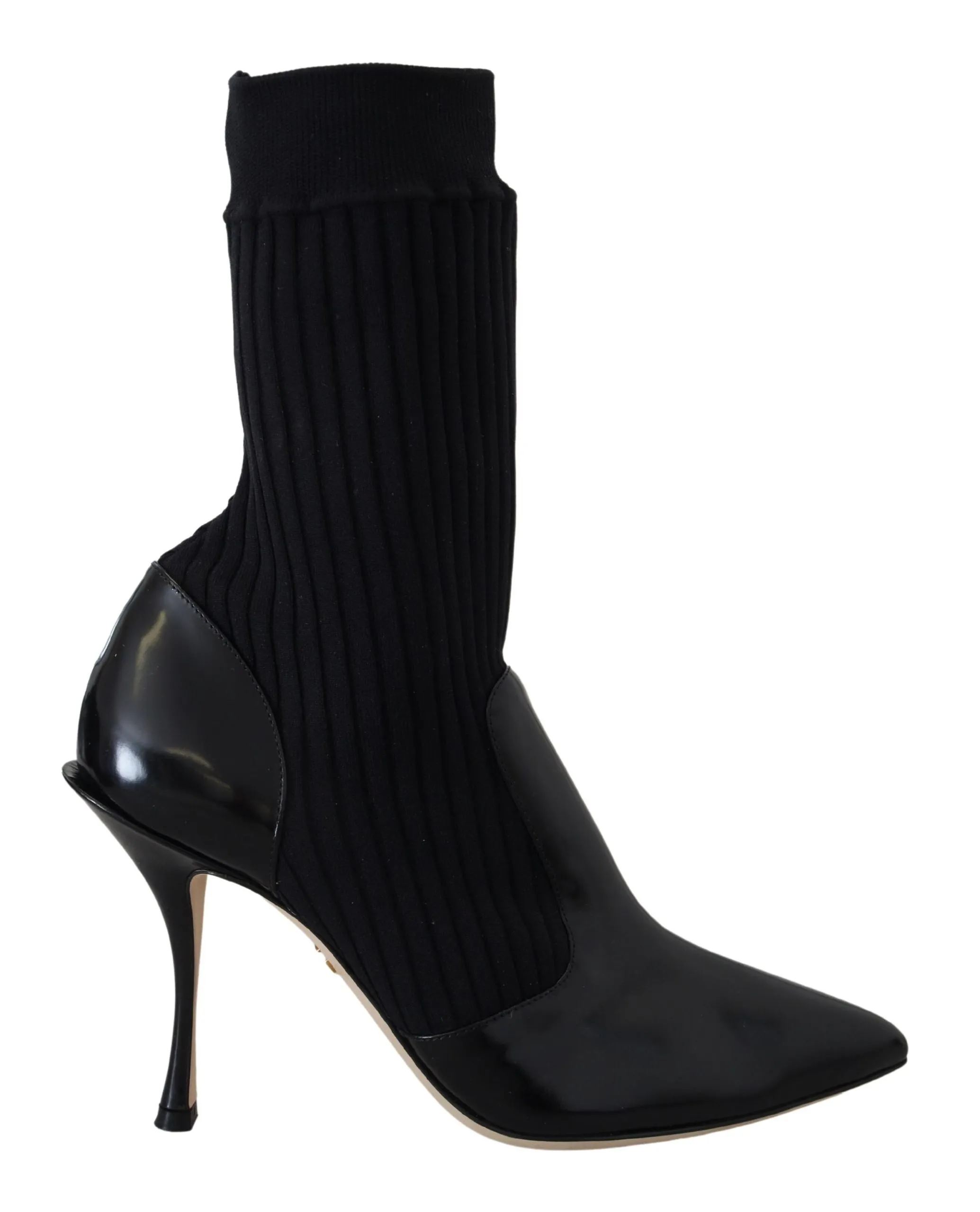 Dolce & Gabbana Women's Elegant Black Leather Calf Socks Boots