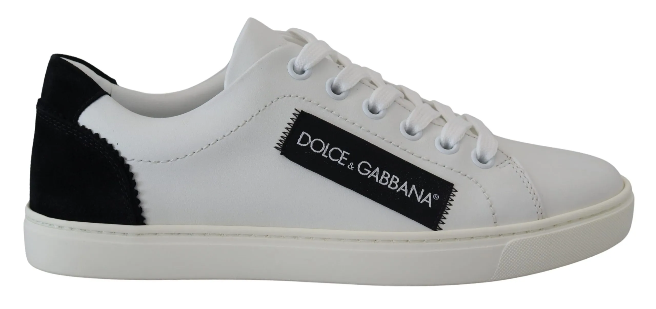 Dolce & Gabbana Women's Elegant White Lace-Up Leather Sneakers