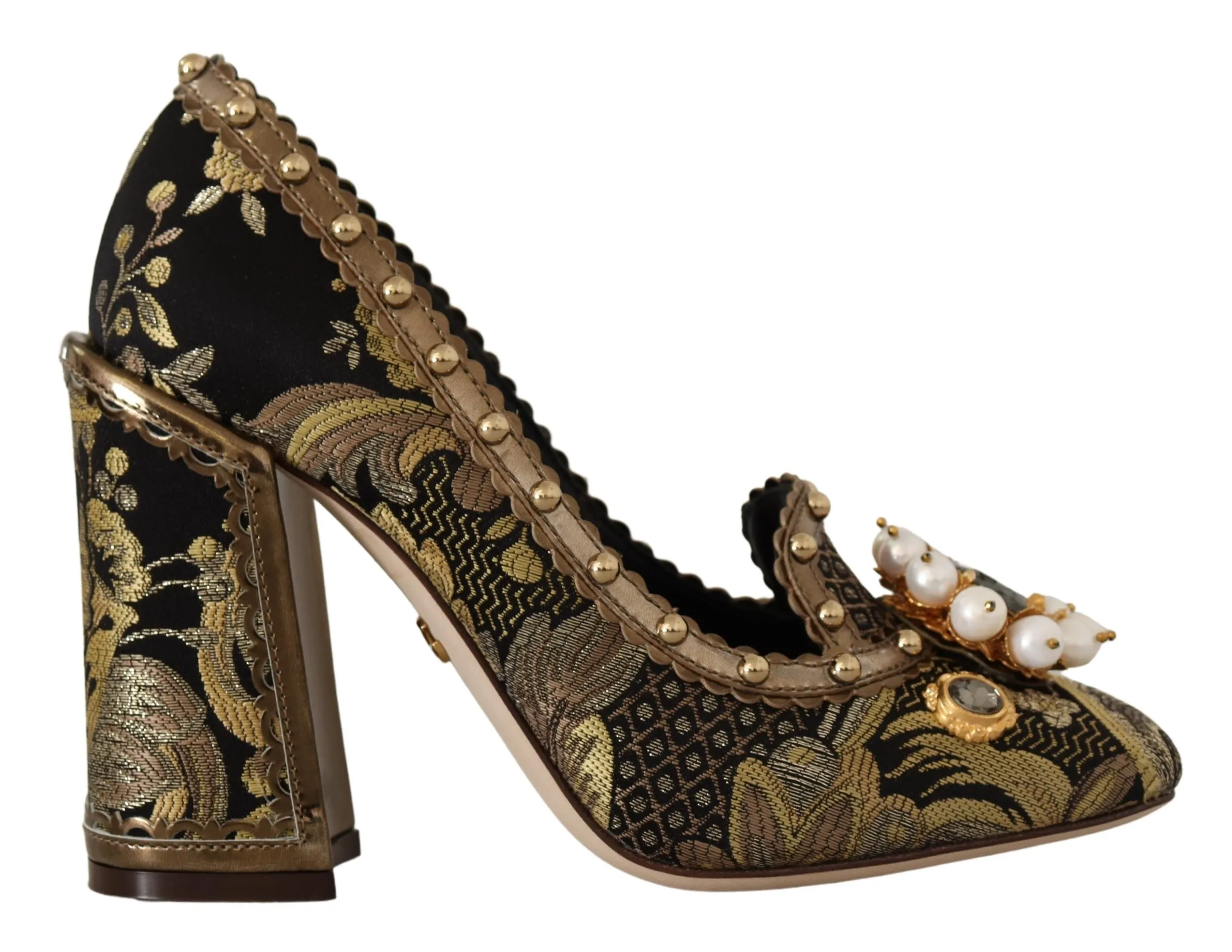 Dolce & Gabbana Women's Elegant Gold Jacquard Brocade Pumps