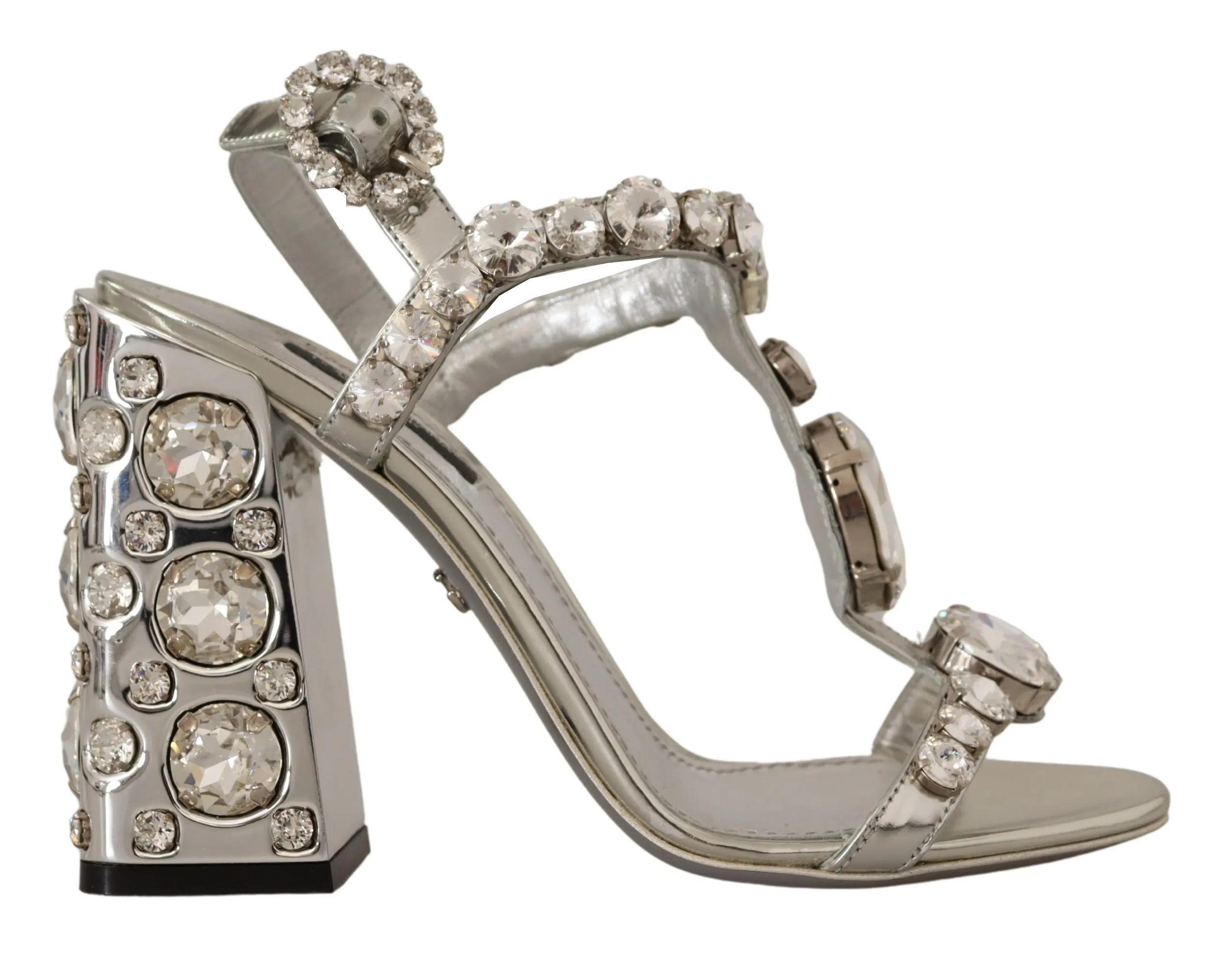 Dolce & Gabbana Women's Crystal-Embellished Silver Leather Pumps