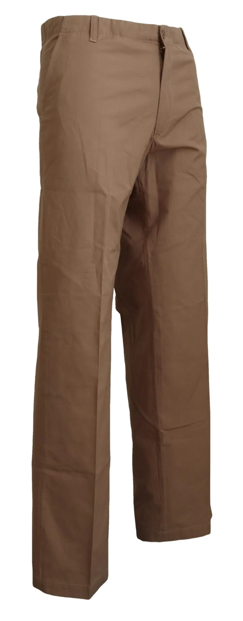 GF Ferre Men's Elegant Brown Straight Fit Chinos