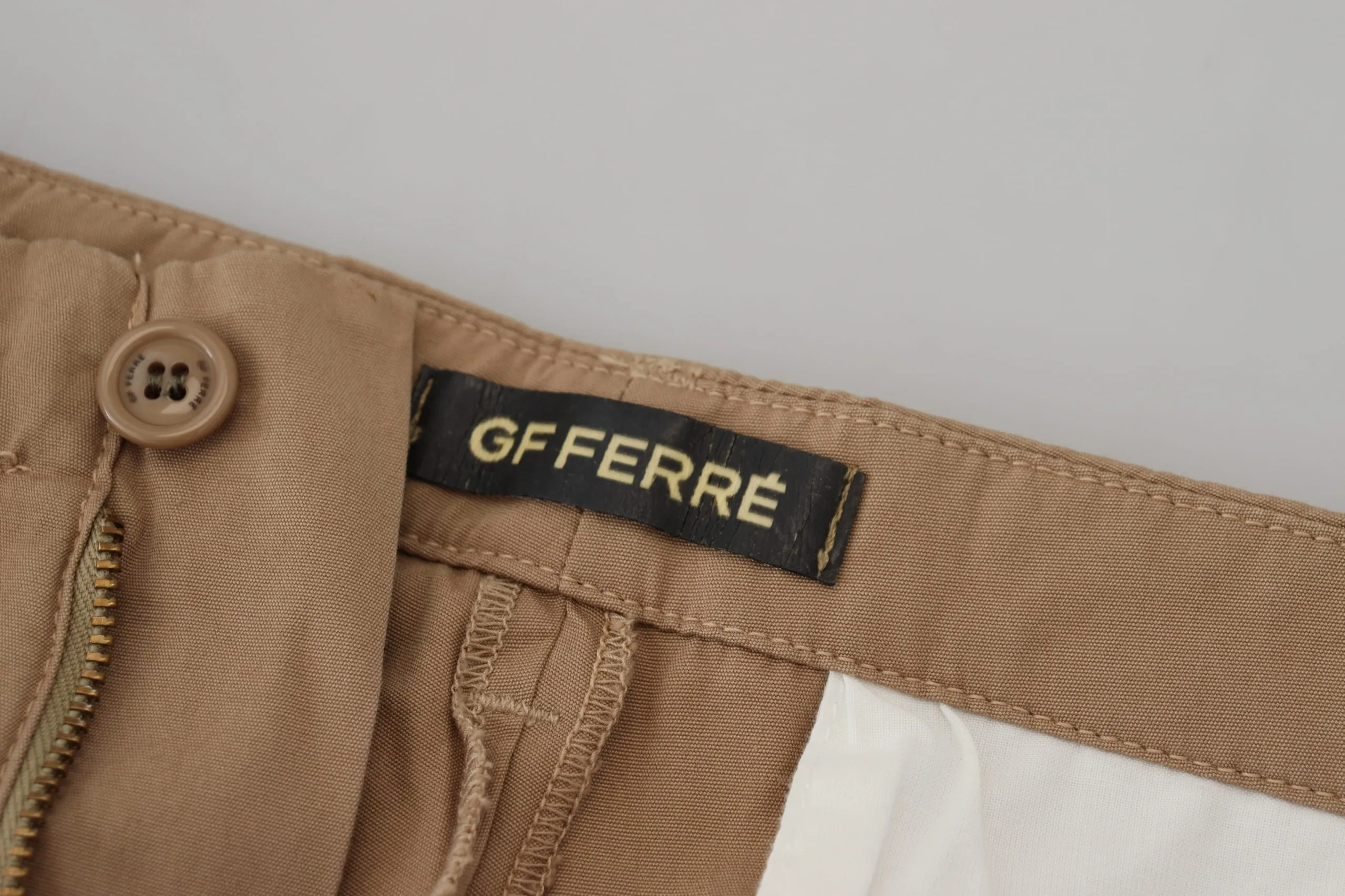 GF Ferre Men's Elegant Brown Straight Fit Chinos