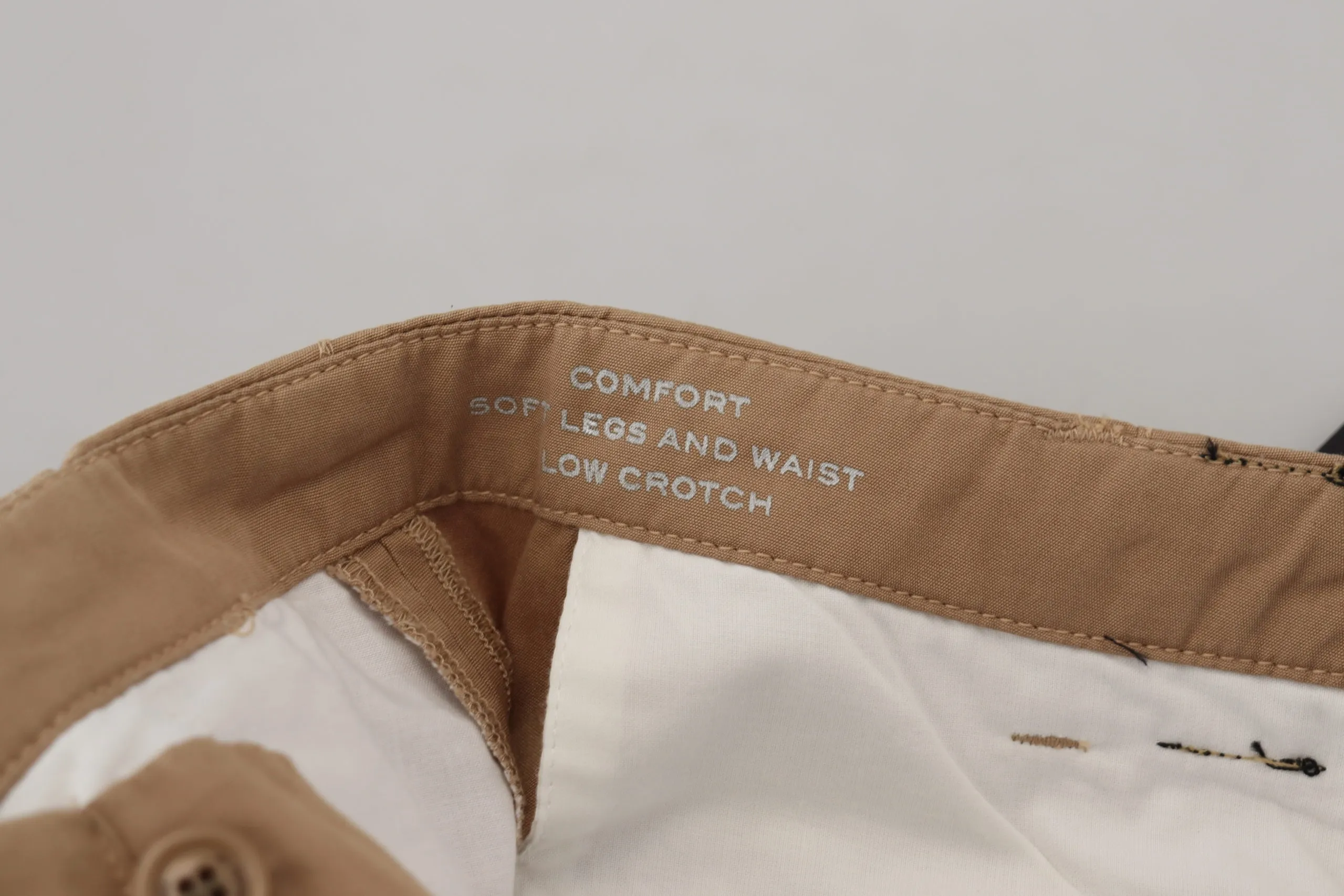 GF Ferre Men's Elegant Brown Straight Fit Chinos