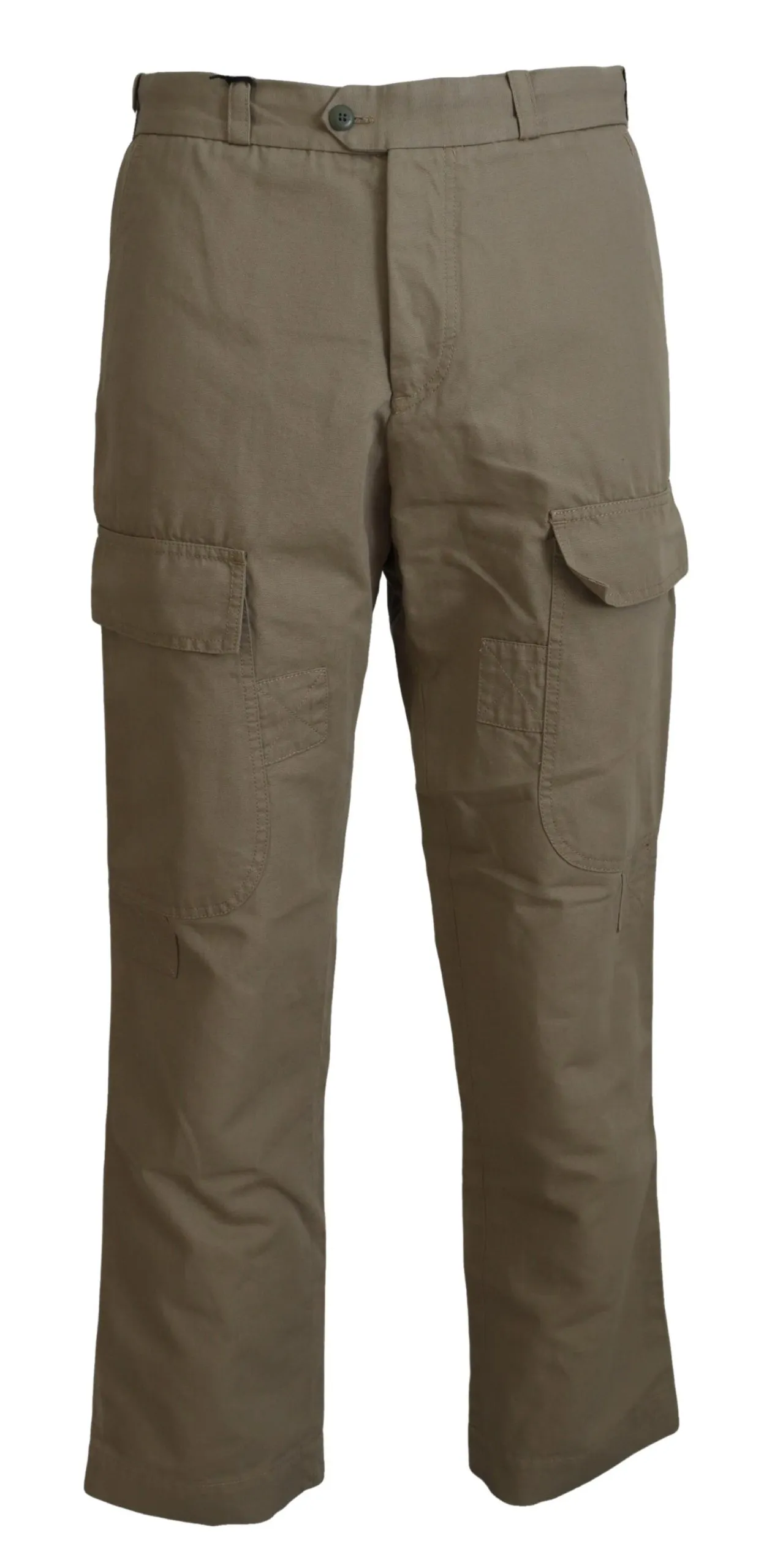 PT Torino Men's Chic Brown Cotton-Linen Cargo Pants