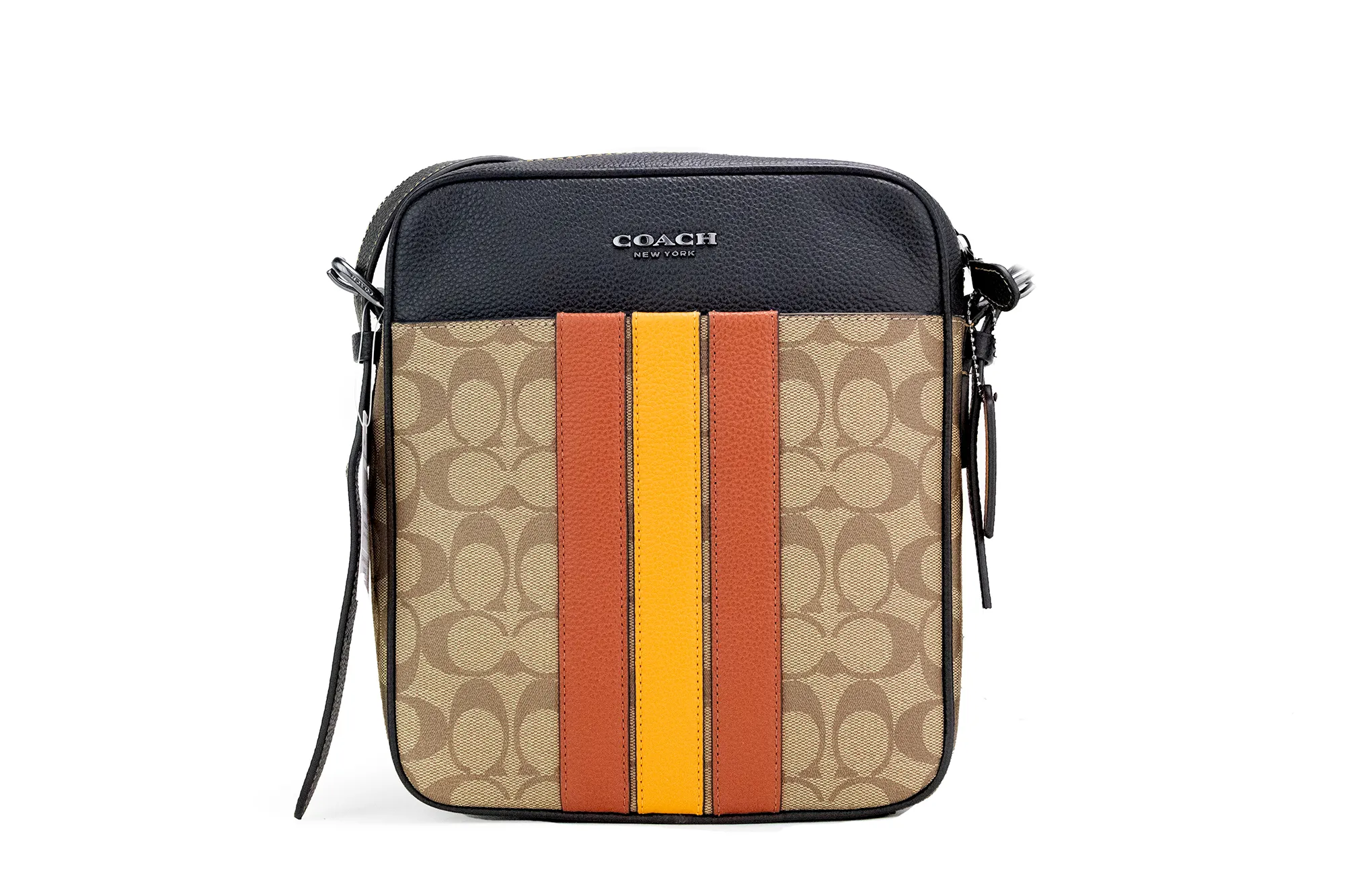 COACH Women's Hudson 21 Signature Varsity Stripe Coated Canvas Crossbody Bag