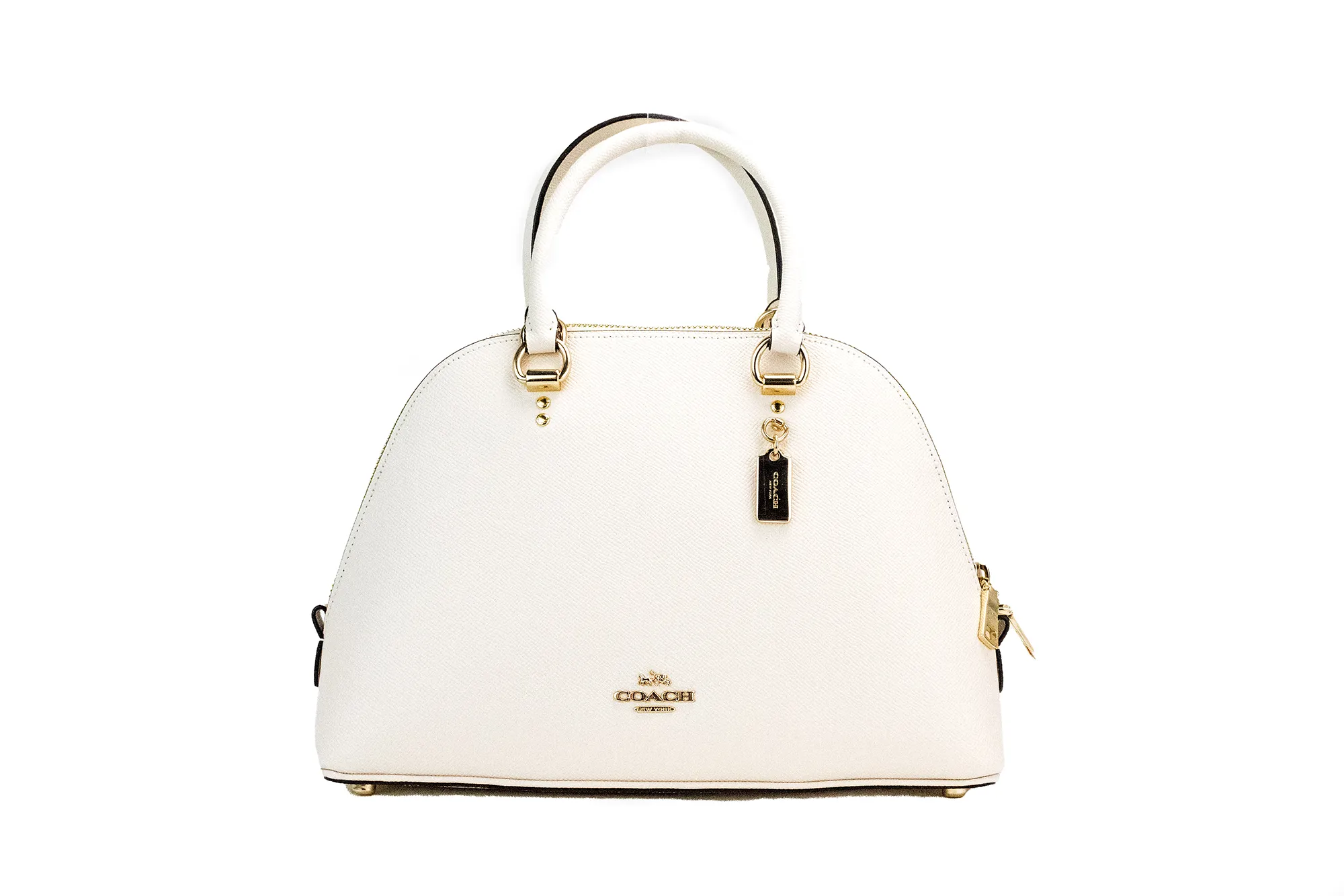 COACH Women's Katy Medium Chalk Crossgrain Leather Satchel Dome Bag Purse