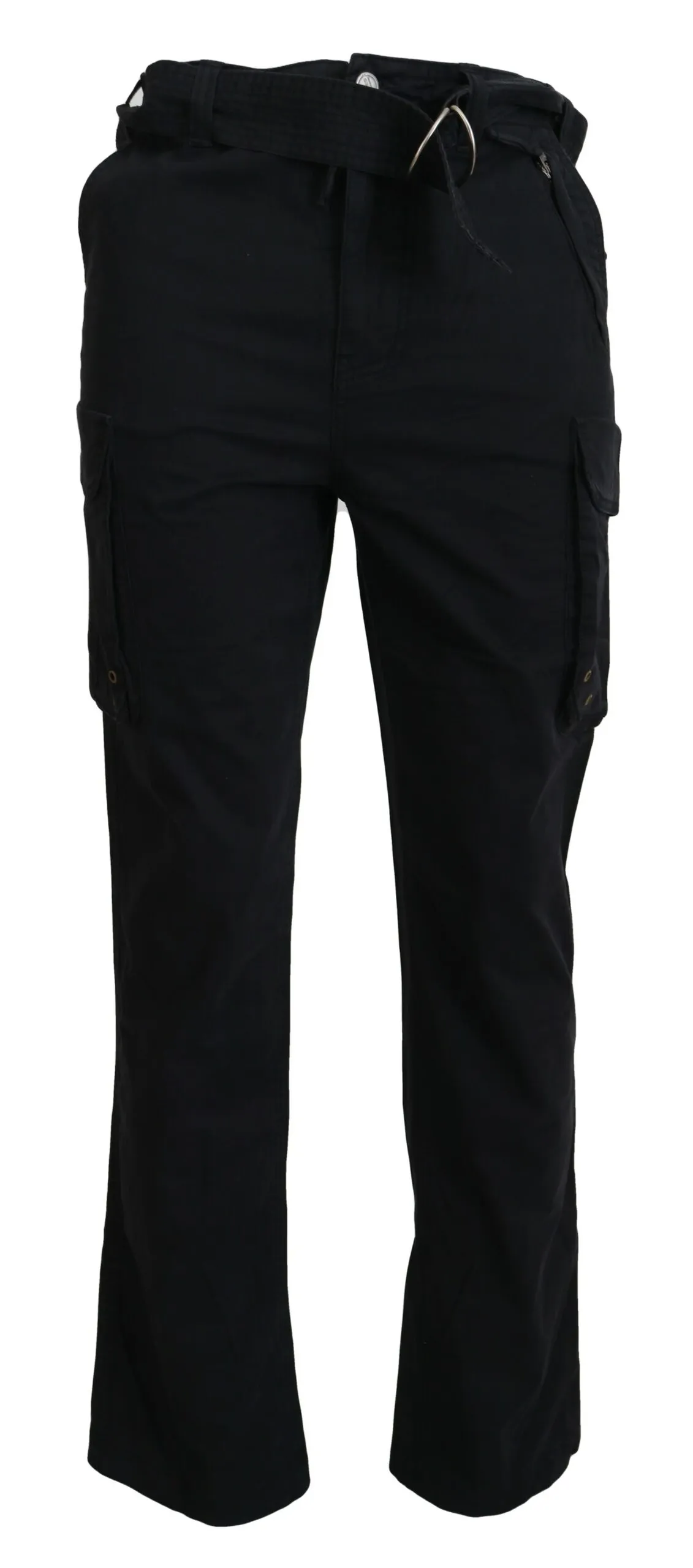 Roberto Cavalli Men's Elegant Black Cargo Pants with Belt