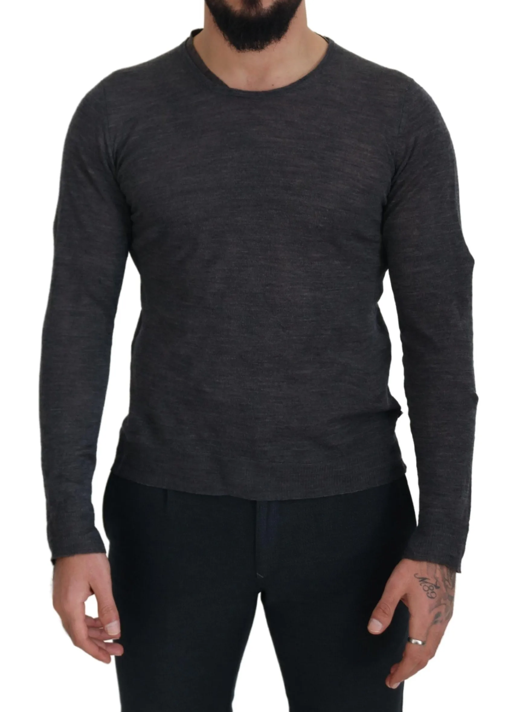 Costume National Men's Sleek Gray Crewneck Pullover Sweater