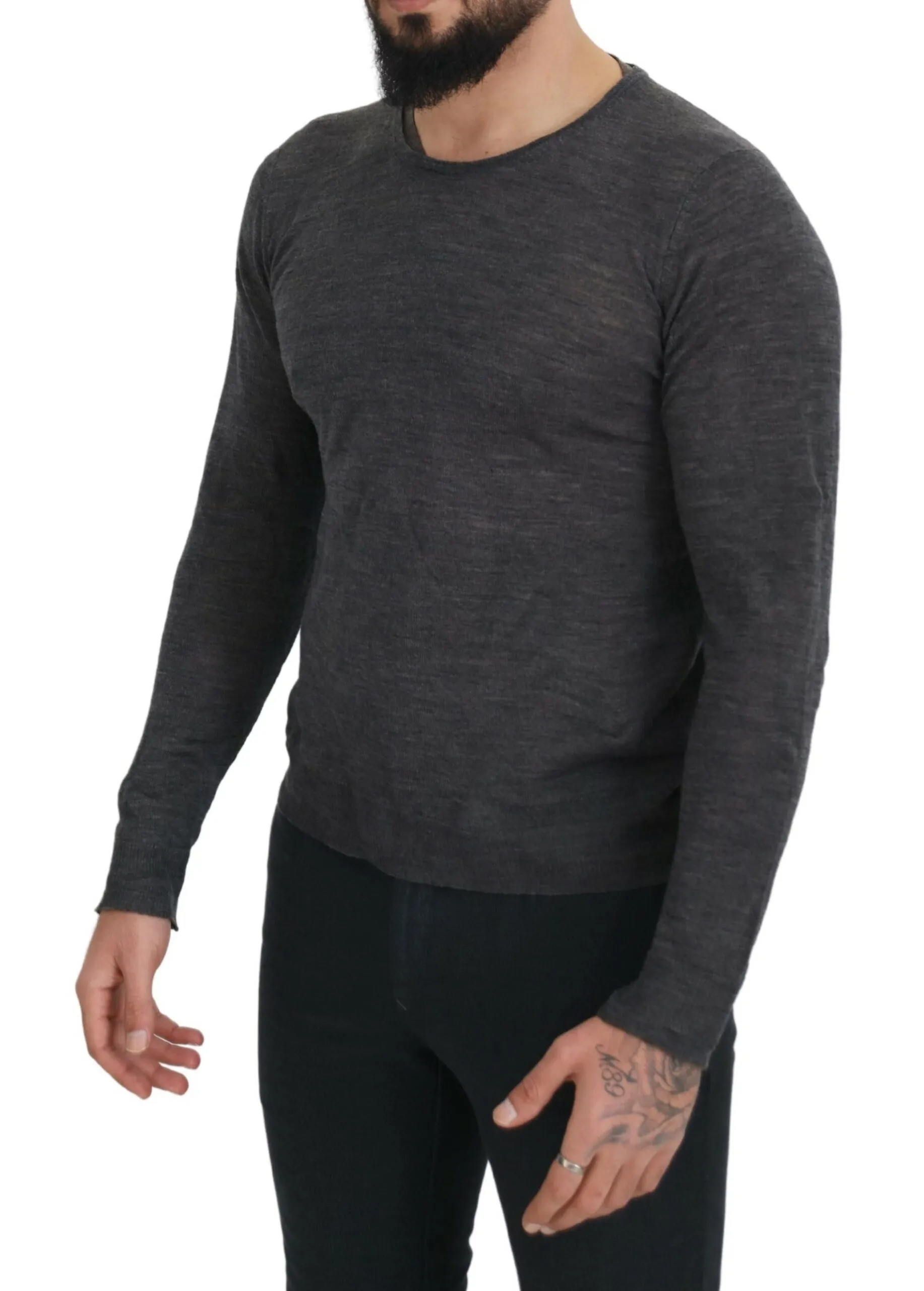 Costume National Men's Sleek Gray Crewneck Pullover Sweater