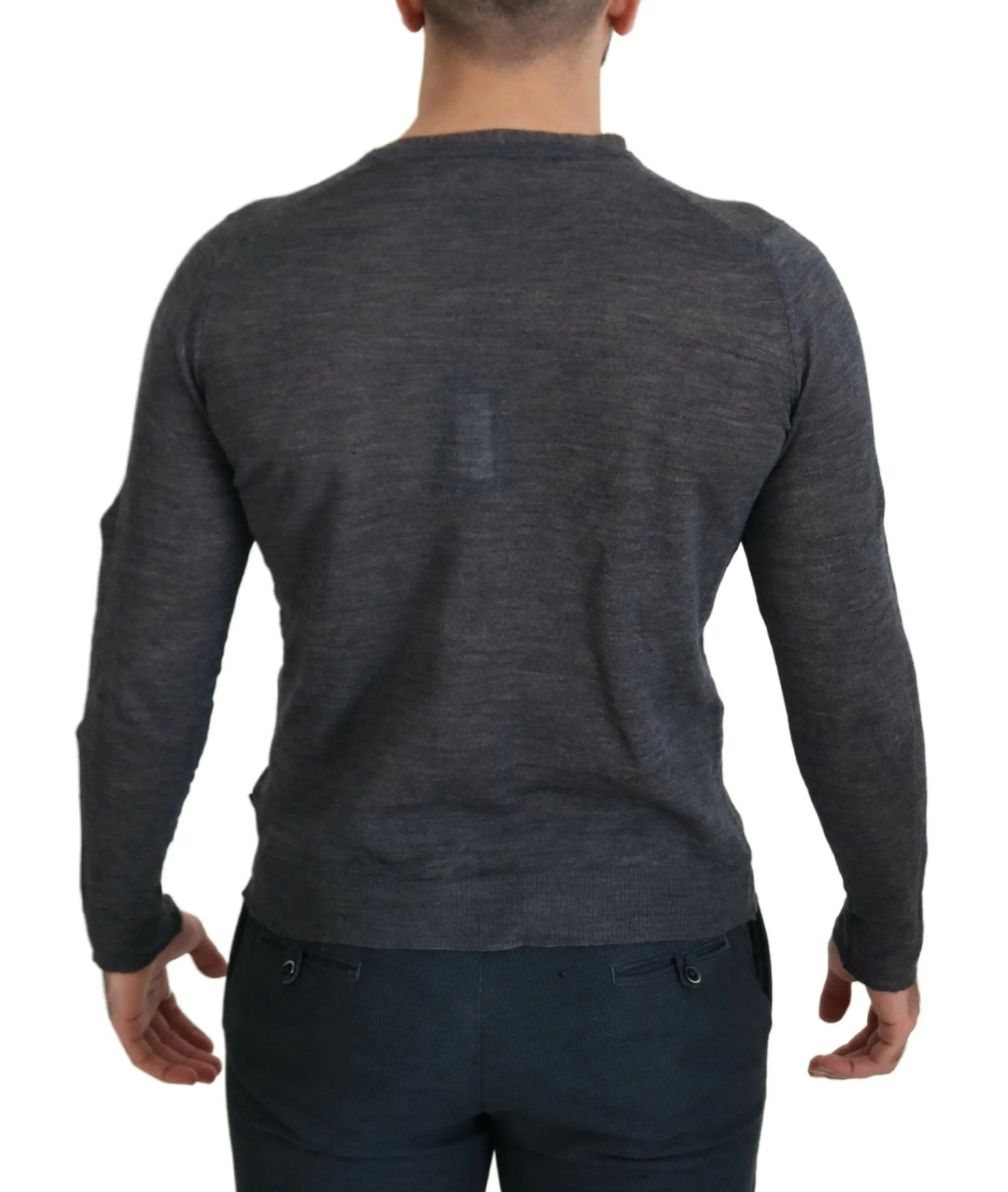 Costume National Men's Sleek Gray Crewneck Pullover Sweater