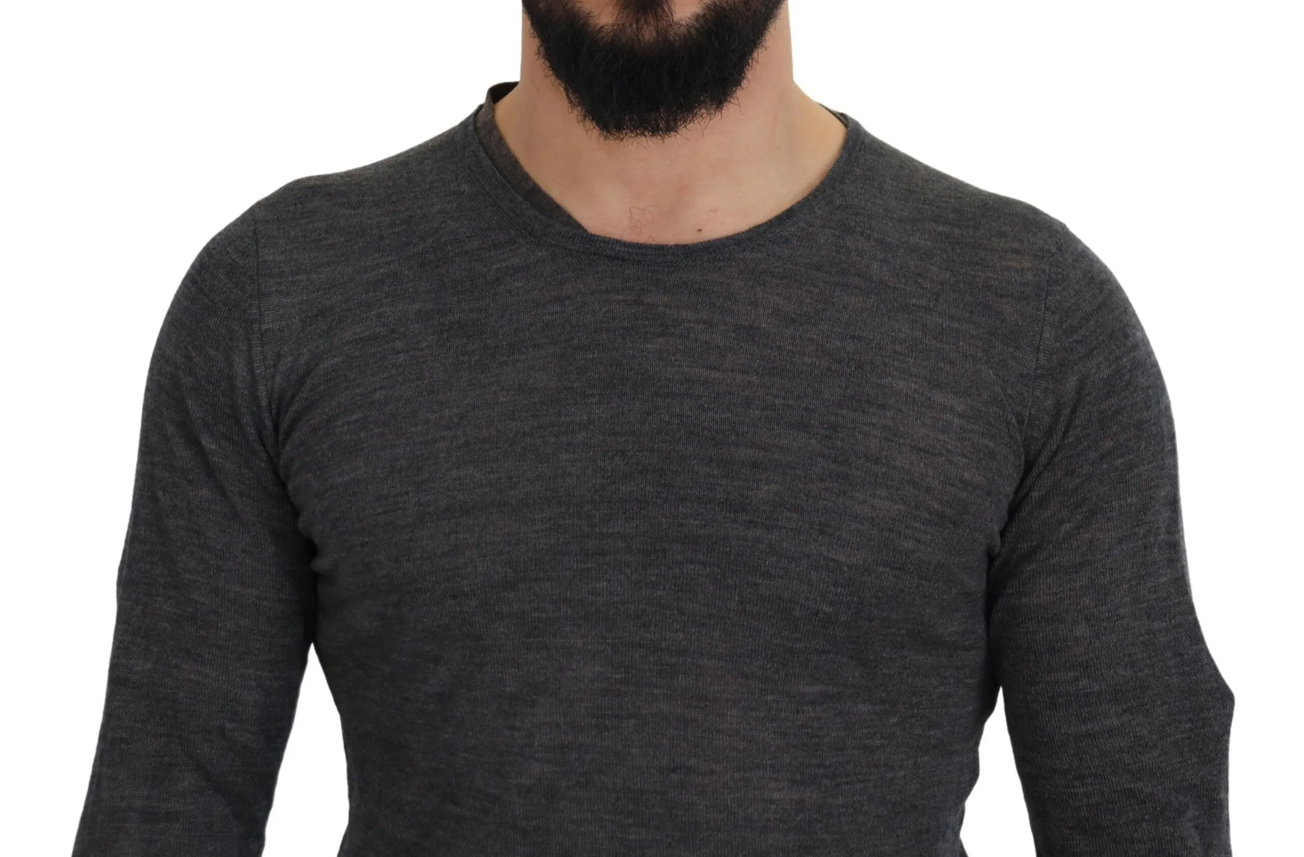 Costume National Men's Sleek Gray Crewneck Pullover Sweater