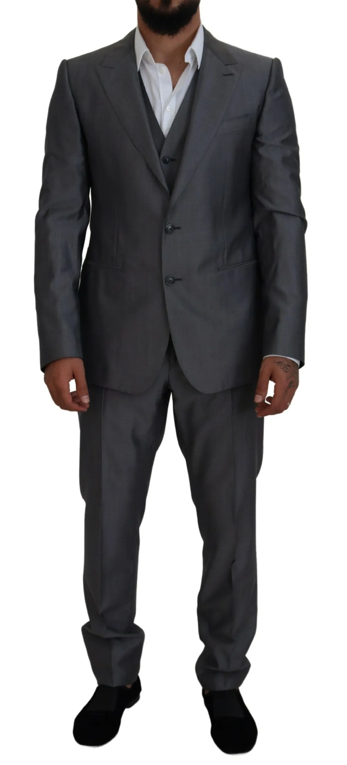 Dolce & Gabbana Men's Elegant Gray Silver Sicilia Suit Ensemble