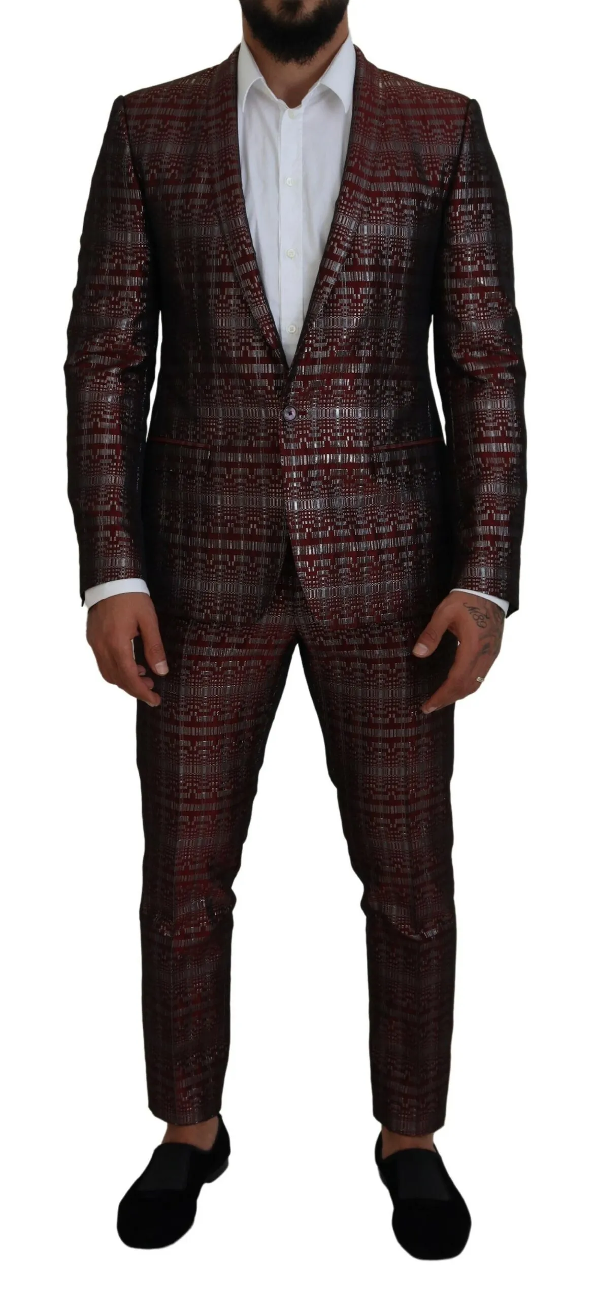 Dolce & Gabbana Men's Bordeaux Fantasy Slim Fit Two-Piece Suit