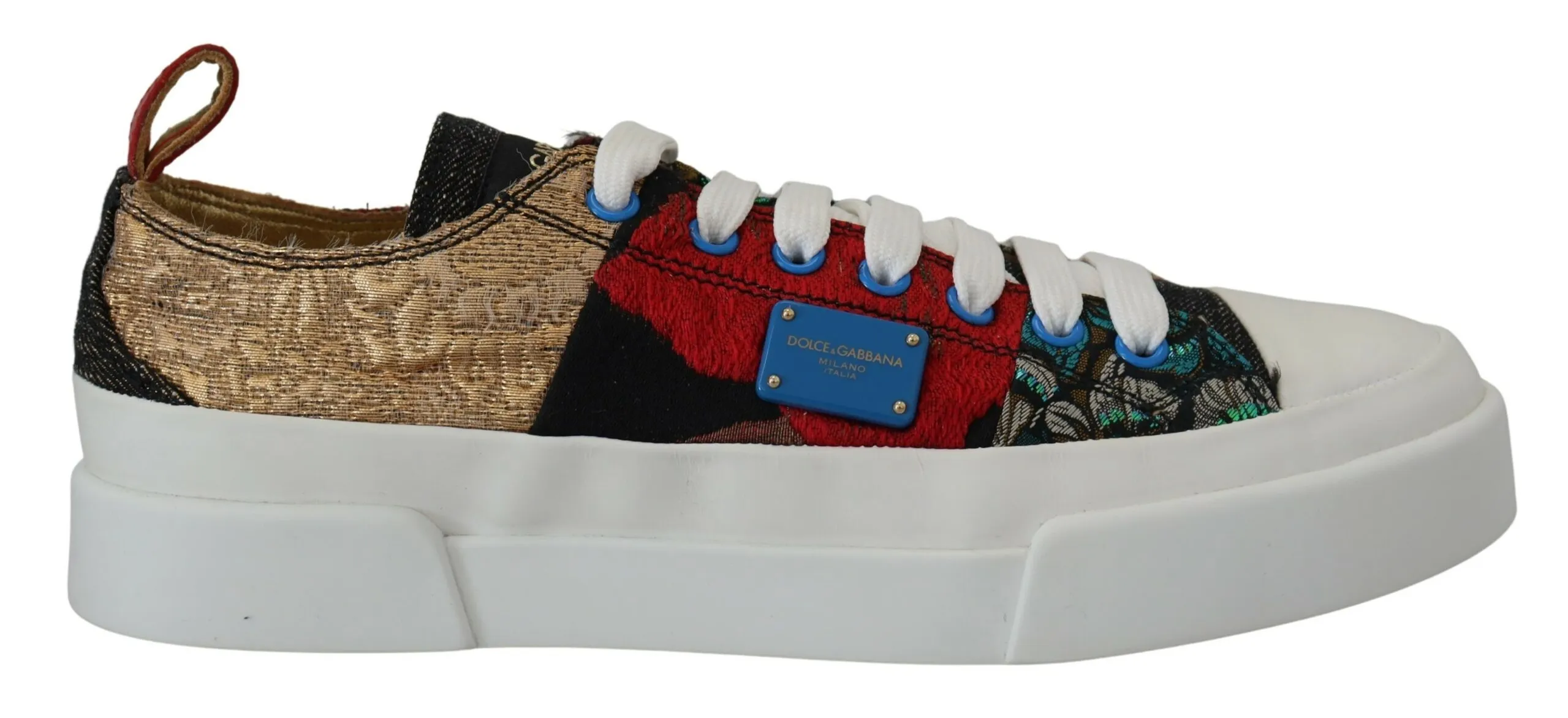 Dolce & Gabbana Women's Multicolor Patchwork Lace-Up Sneakers