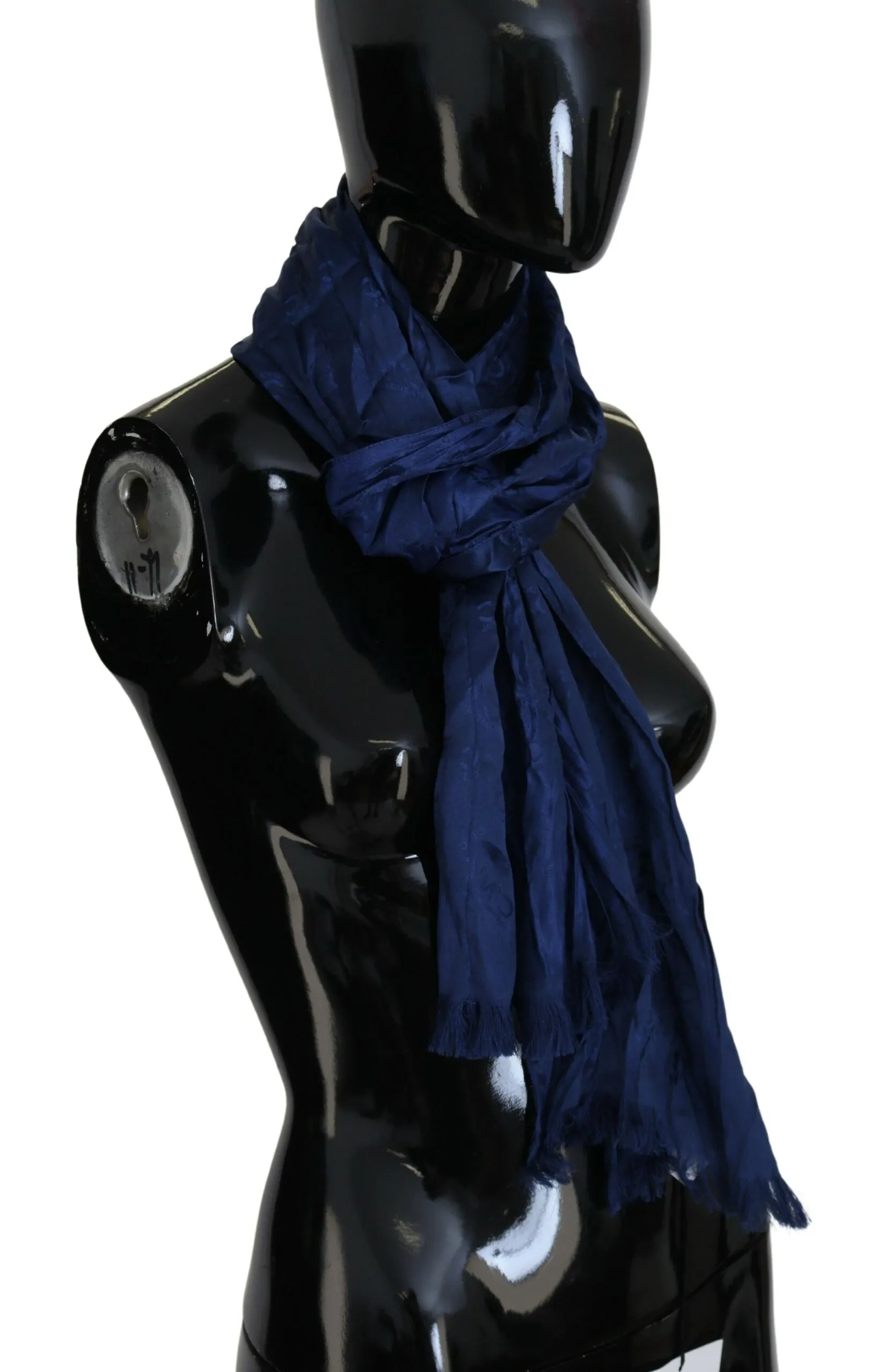 Costume National Women's Elegant Silk Fringe Scarf in Chic Blue