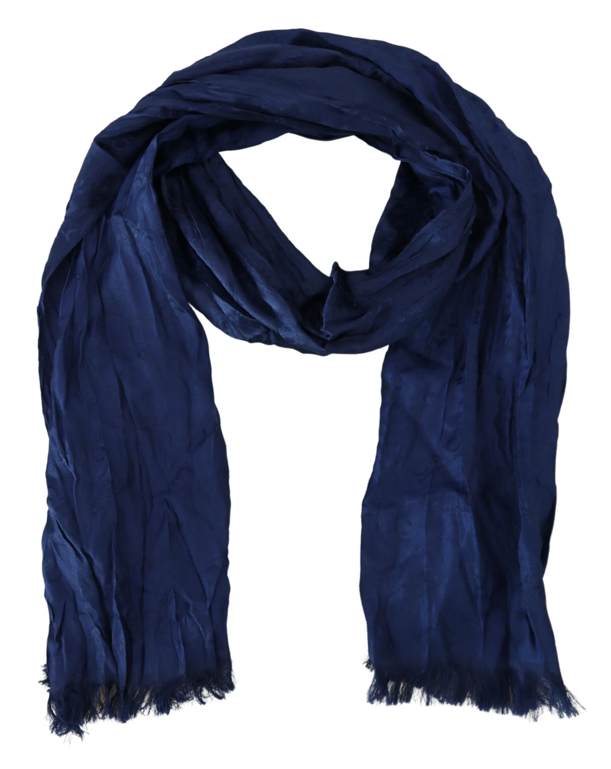 Costume National Women's Elegant Silk Fringe Scarf in Chic Blue